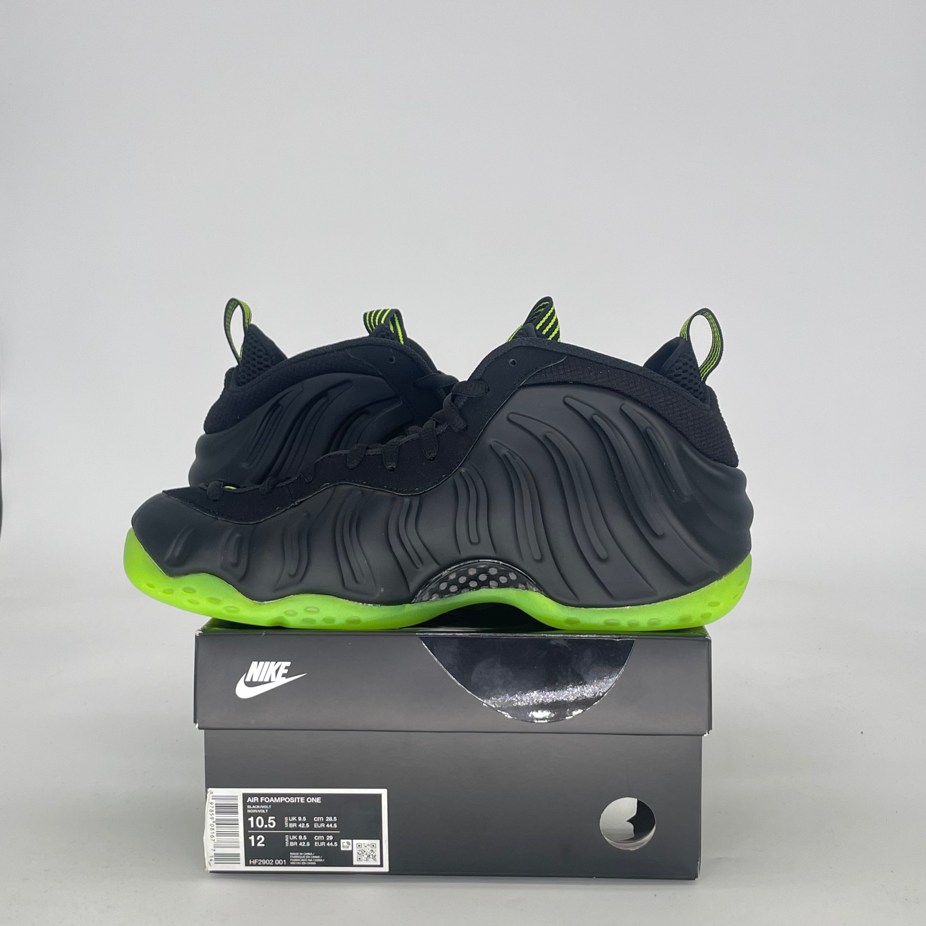 NIKE AIR FOAMPOSITE ONE BLACK VOLT HF2902-001 SIZE 10.5/12W