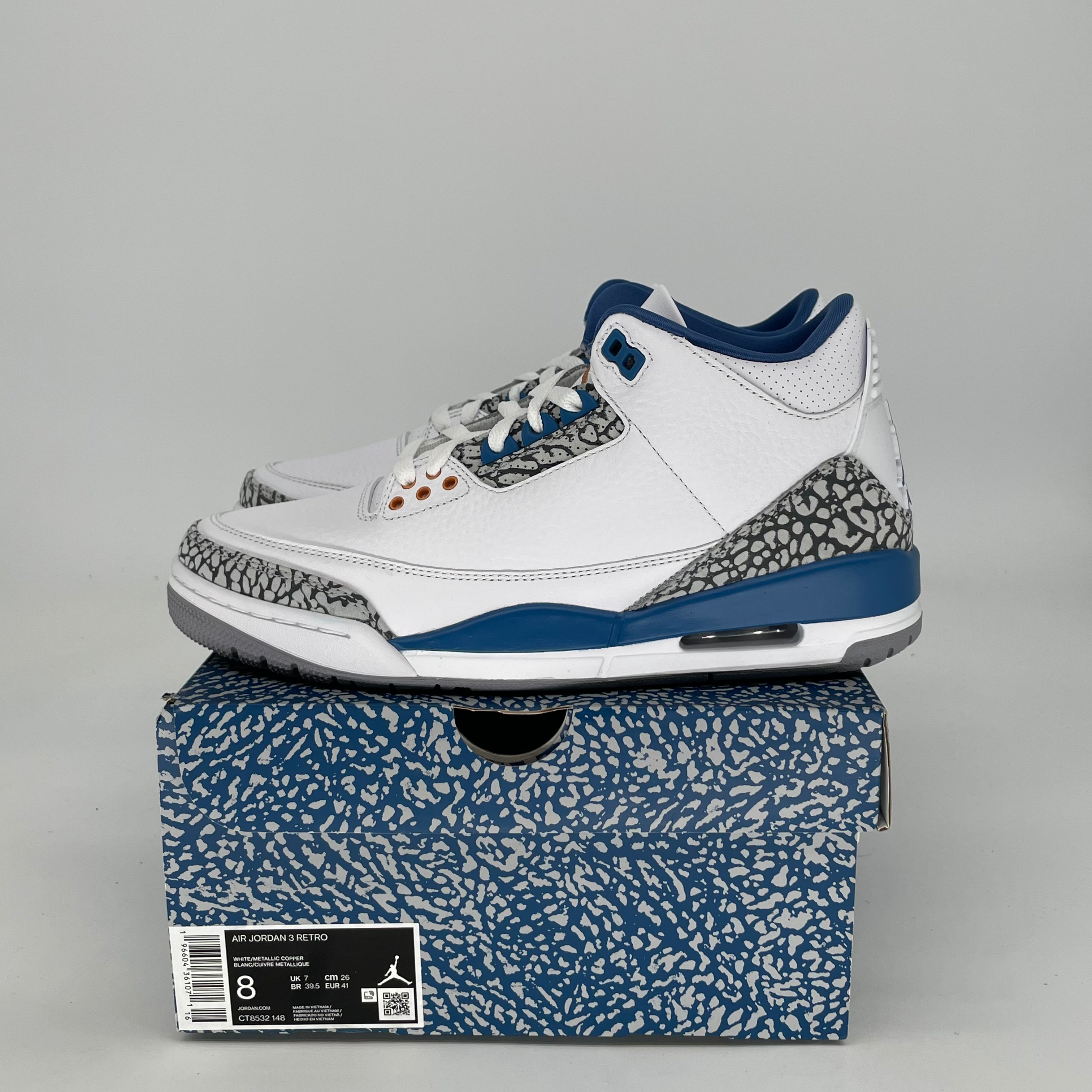AIR JORDAN 3 WIZARDS CT8532-148 SIZE 8/9.5W