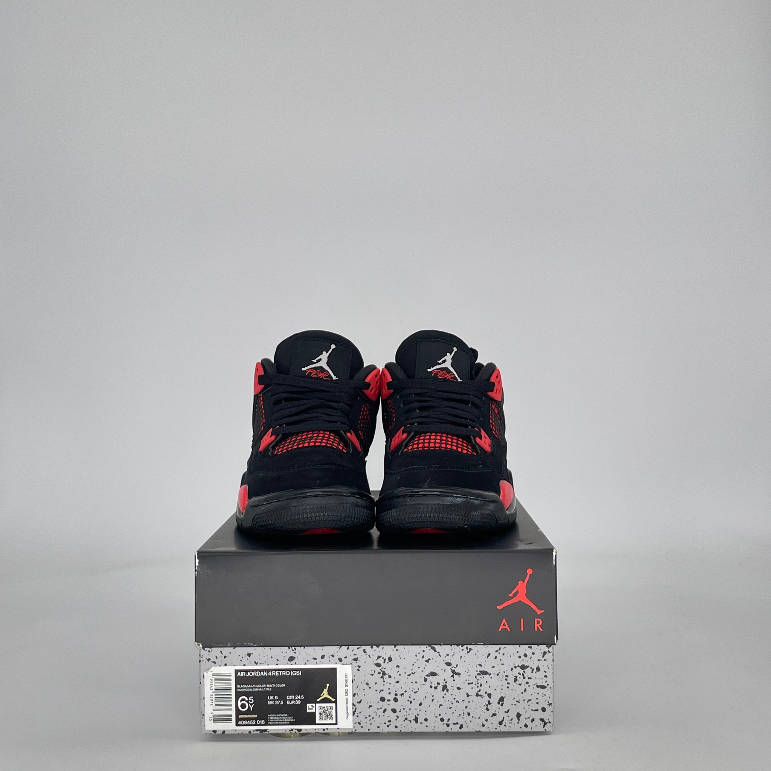AIR JORDAN 4 RED THUNDER 408452-016 SIZE 6.5/8W GS
