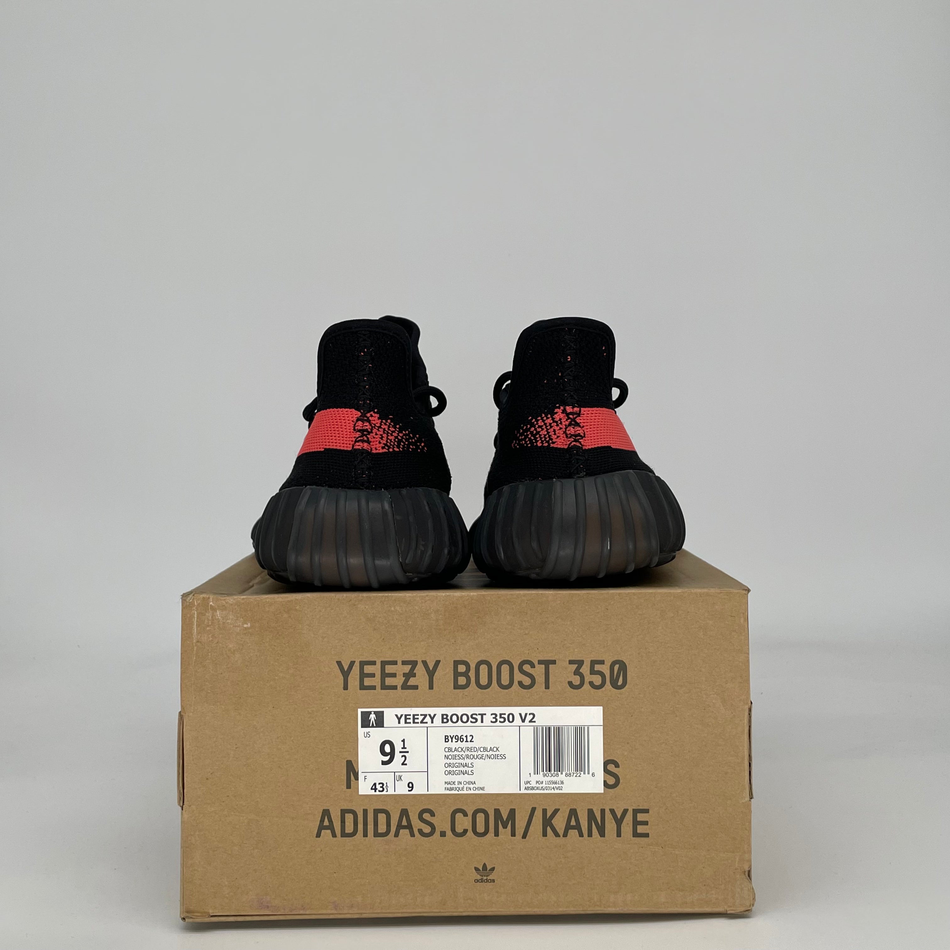 ADIDAS YEEZY BOOST 350 V2 CORE BLACK RED BY9612 SIZE 9.5/11W