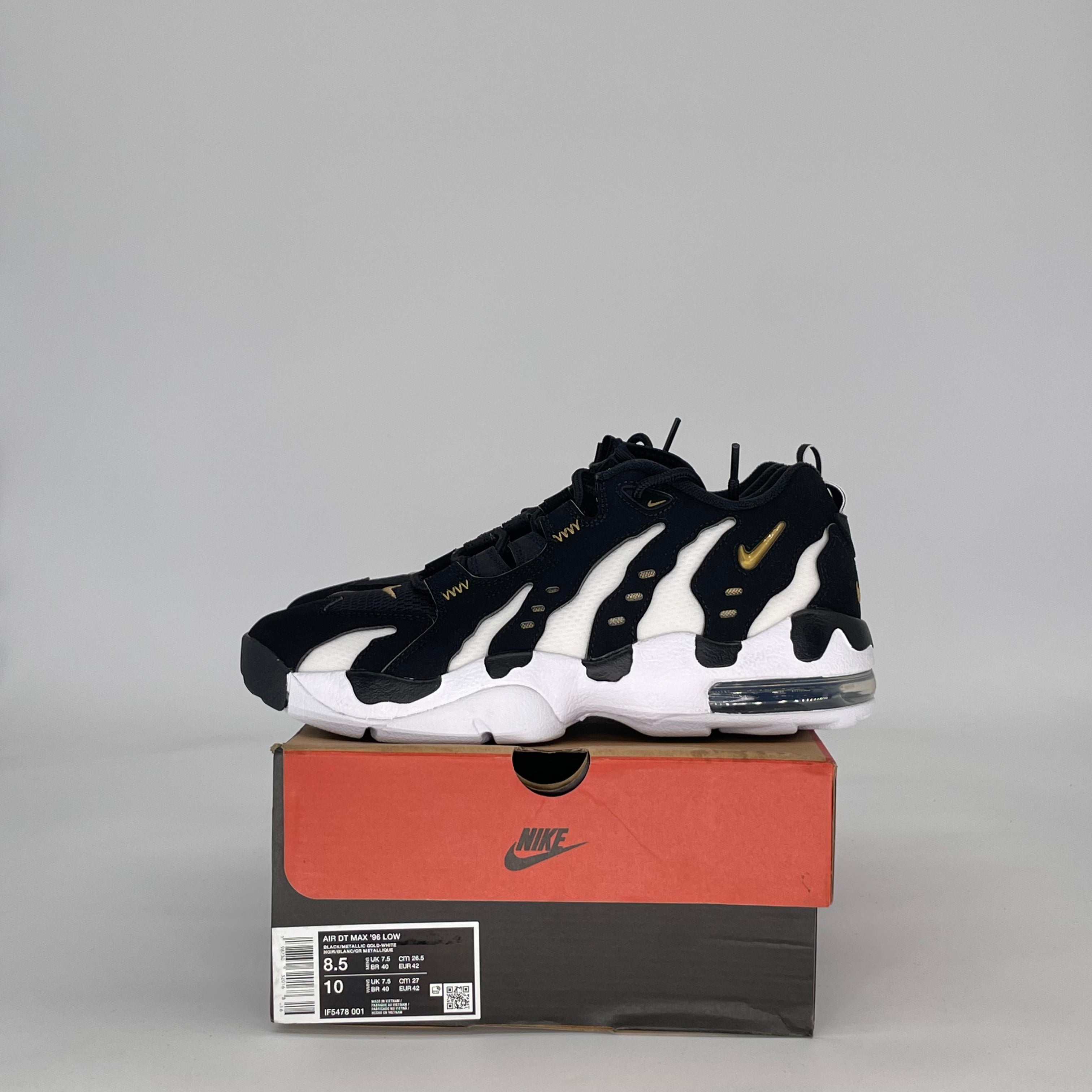NIKE AIR DT MAX '96 LOW BLACK METALLIC GOLD IF5478-001 SIZE 8.5/10W