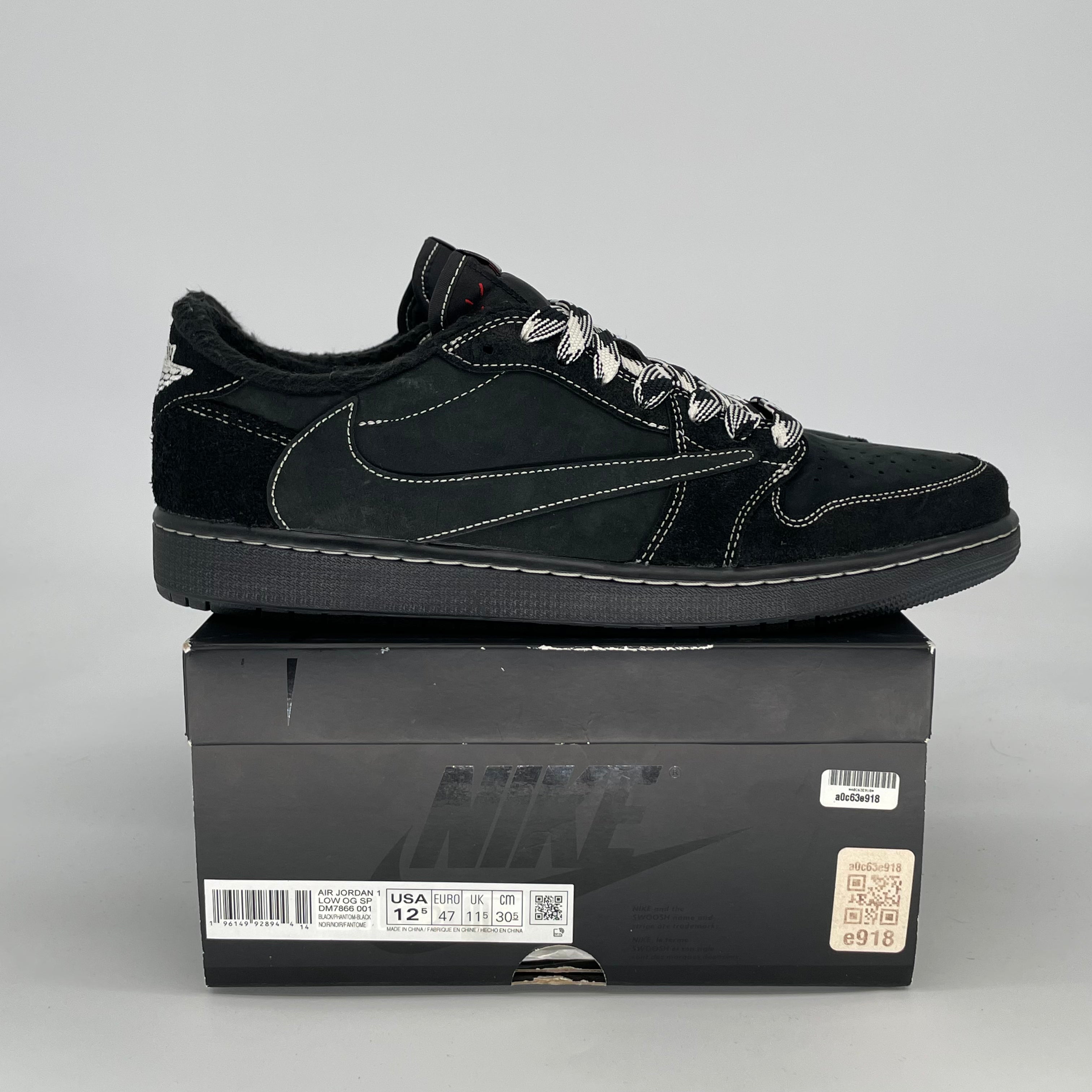 TRAVIS SCOTT X AIR JORDAN 1 LOW BLACK PHANTOM DM7866-001 SIZE 12.5/14W