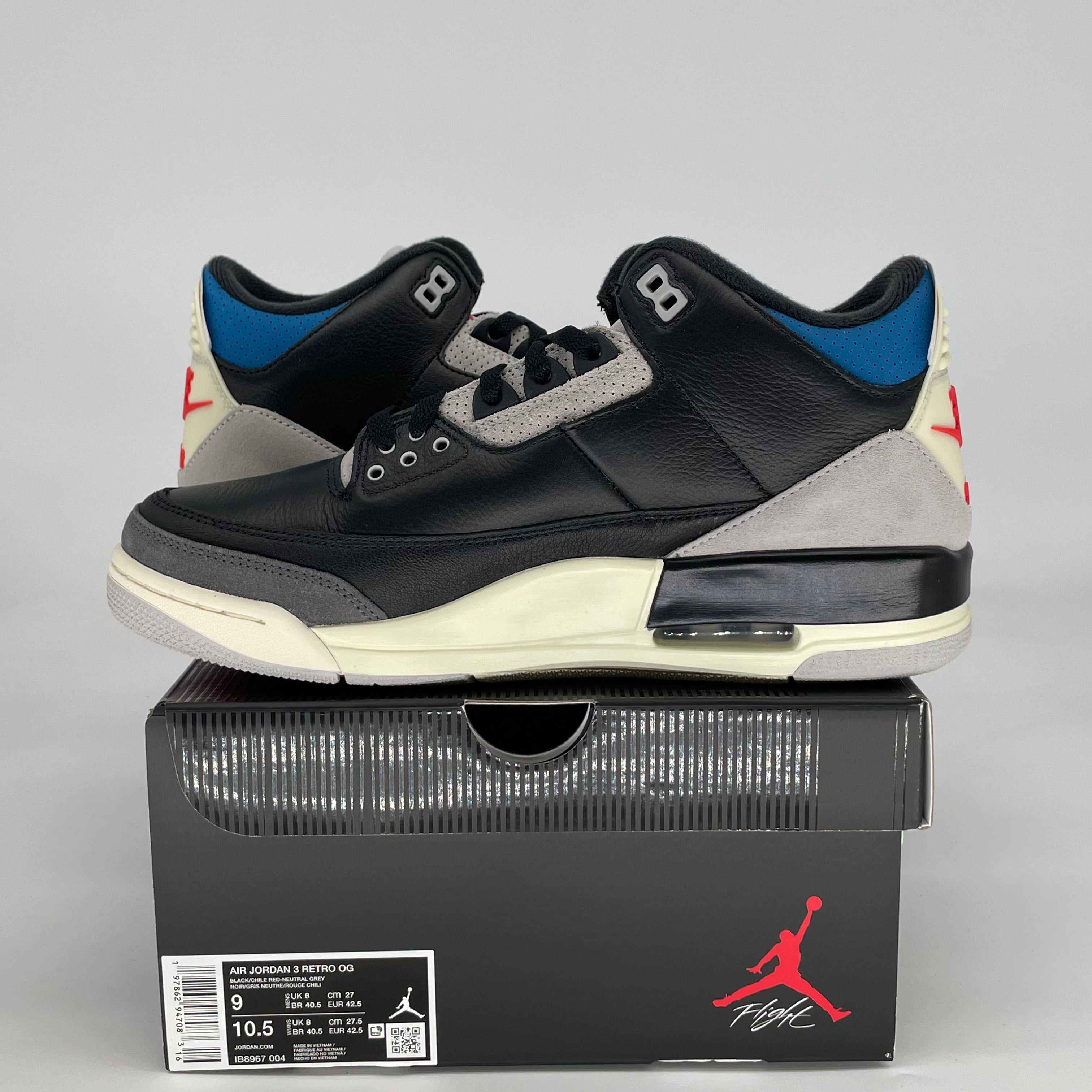 AIR JORDAN 3 RARE AIR IB8967-004 SIZE 9/10.5W
