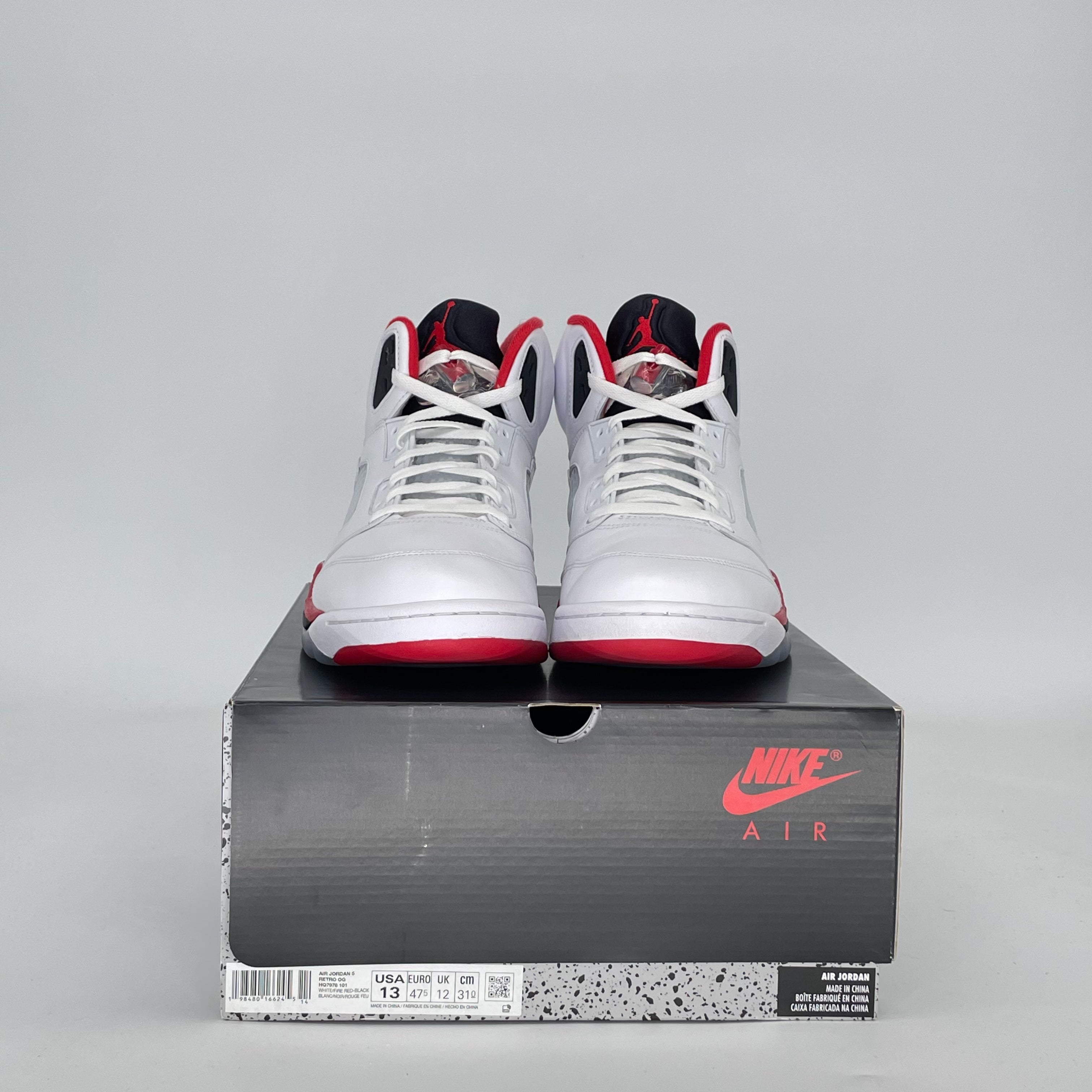 AIR JORDAN 5 FIRE RED BLACK TONGUE HQ7978-101 SIZE 13/14.5W