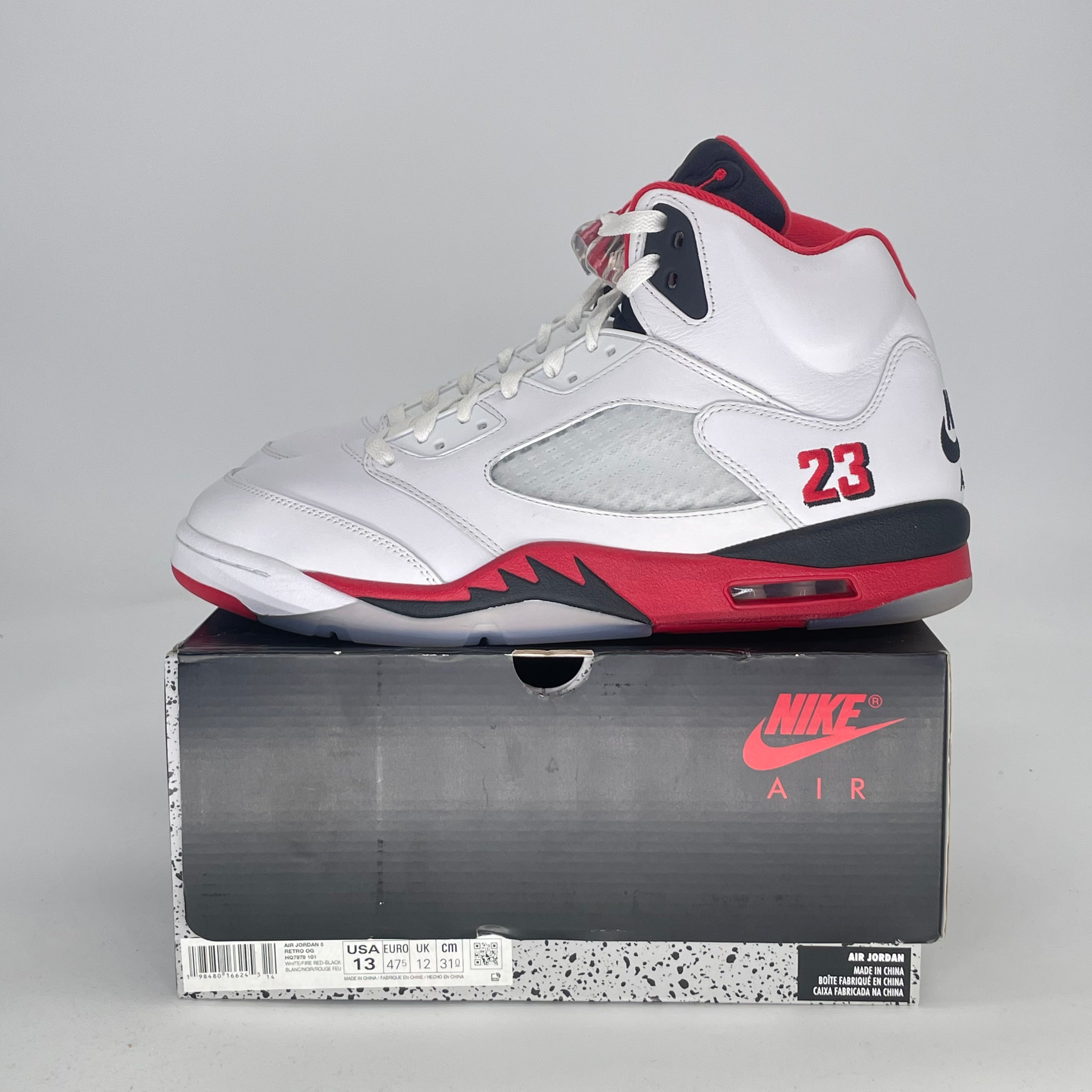 AIR JORDAN 5 FIRE RED BLACK TONGUE HQ7978-101 SIZE 13/14.5W