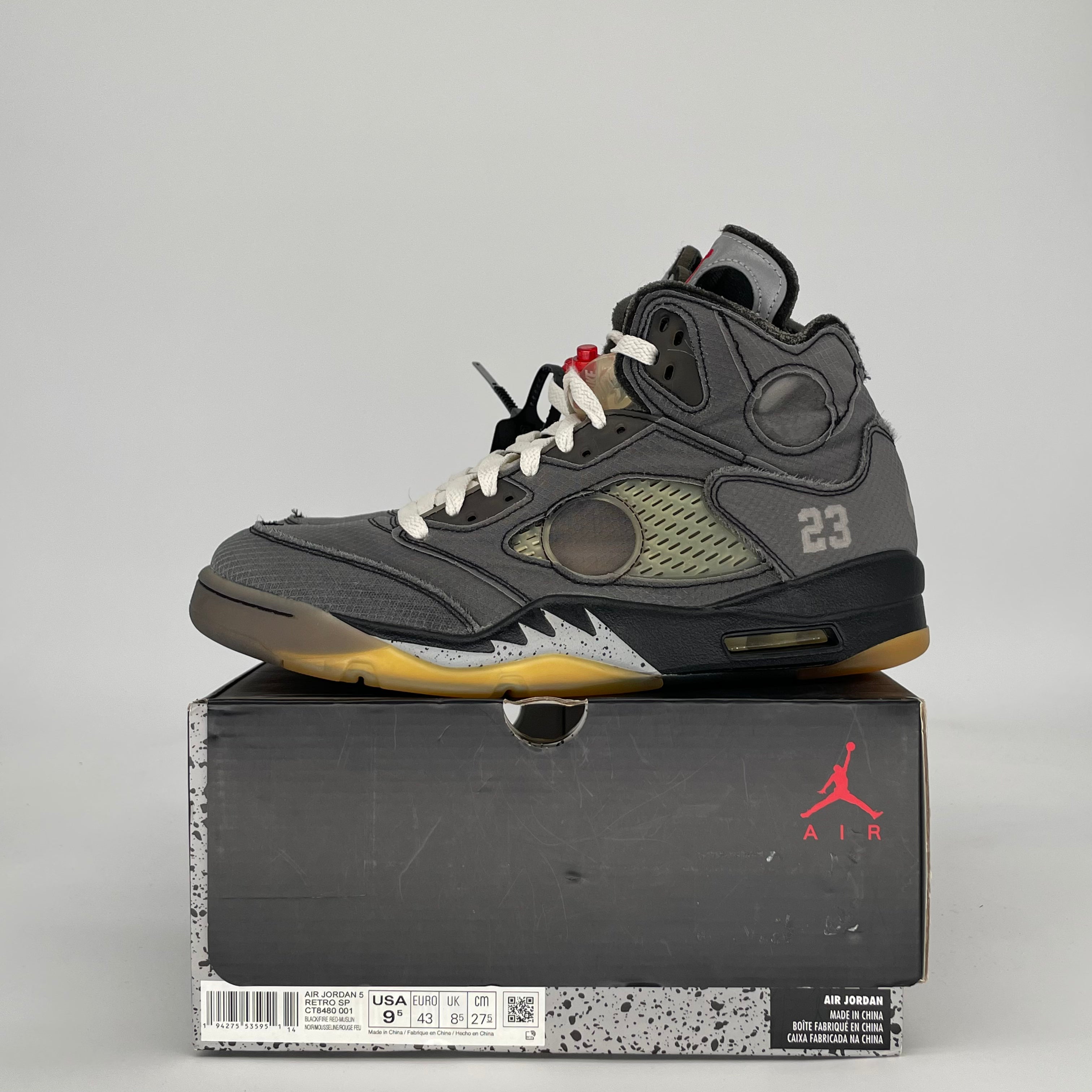 AIR JORDAN 5 OFF-WHITE MUSLIN CT8480-001 SIZE 9.5/11W