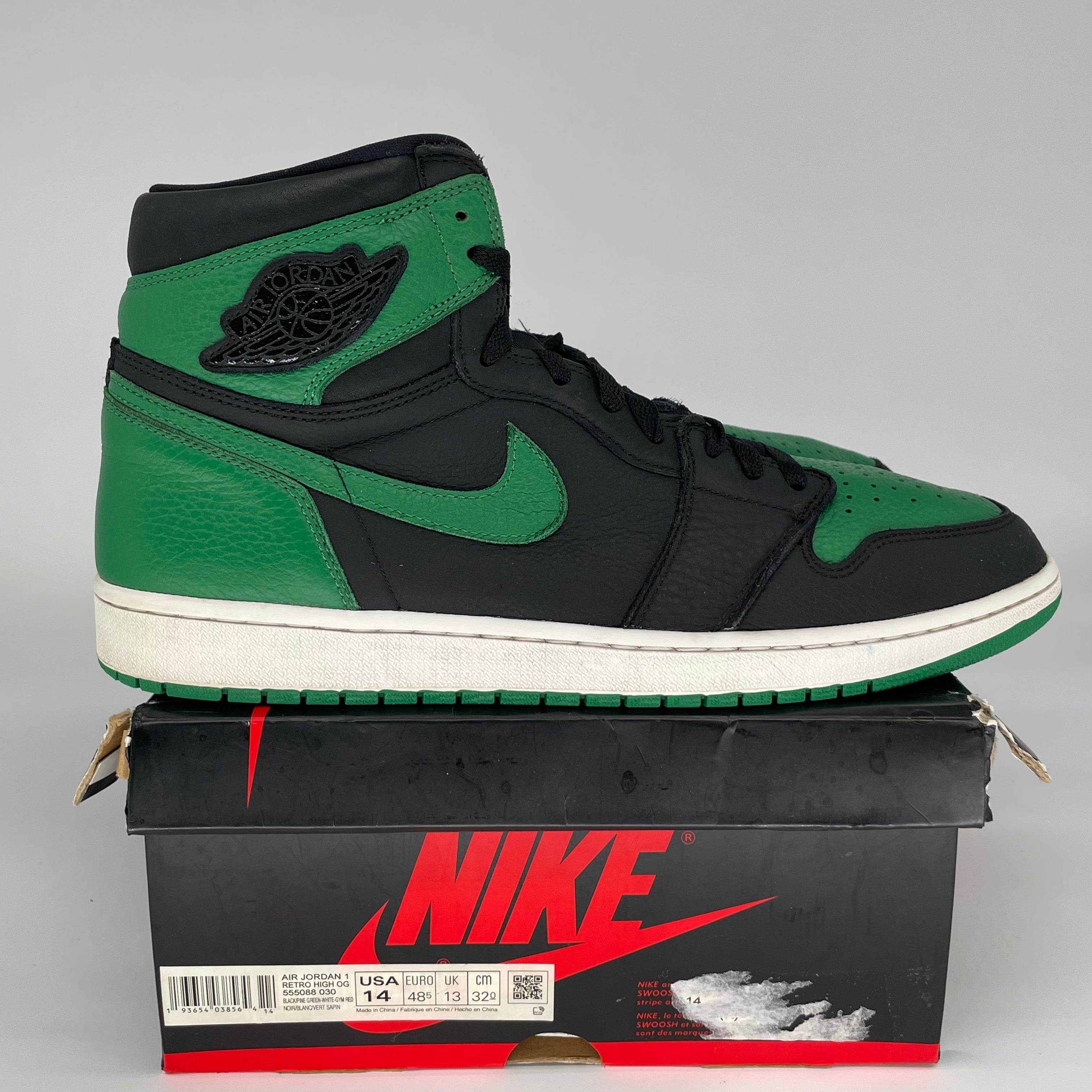 AIR JORDAN 1 PINE GREEN BLACK 555088-030 SIZE 14/15.5W