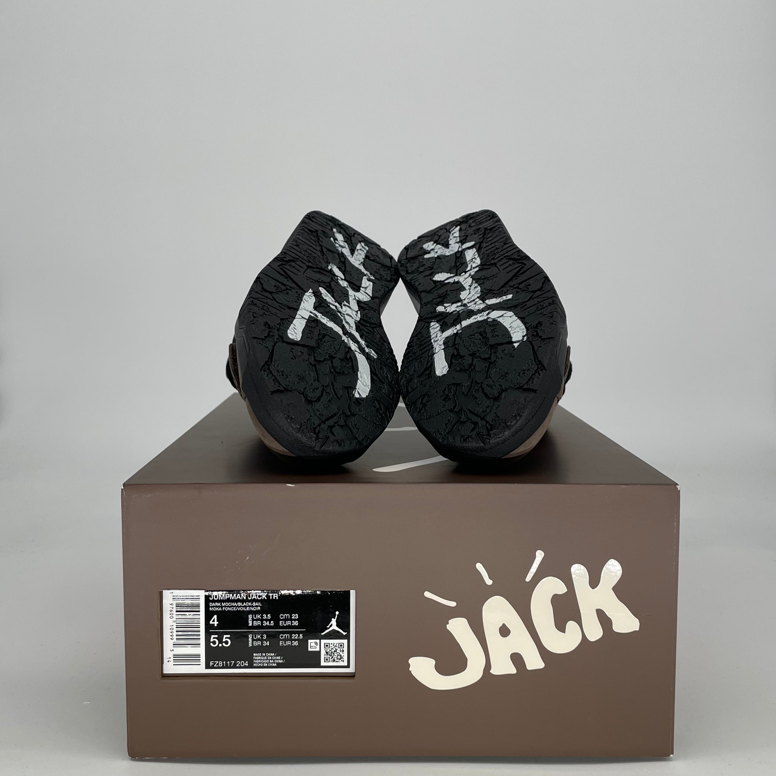 TRAVIS SCOTT X JORDAN JUMPMAN JACK TR DARK MOCHA FZ8117-204 SIZE 4/5.5W