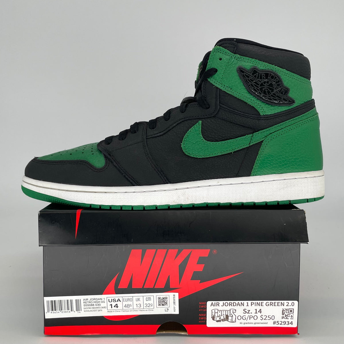 Jordan 1 Retro High Pine Green Black
