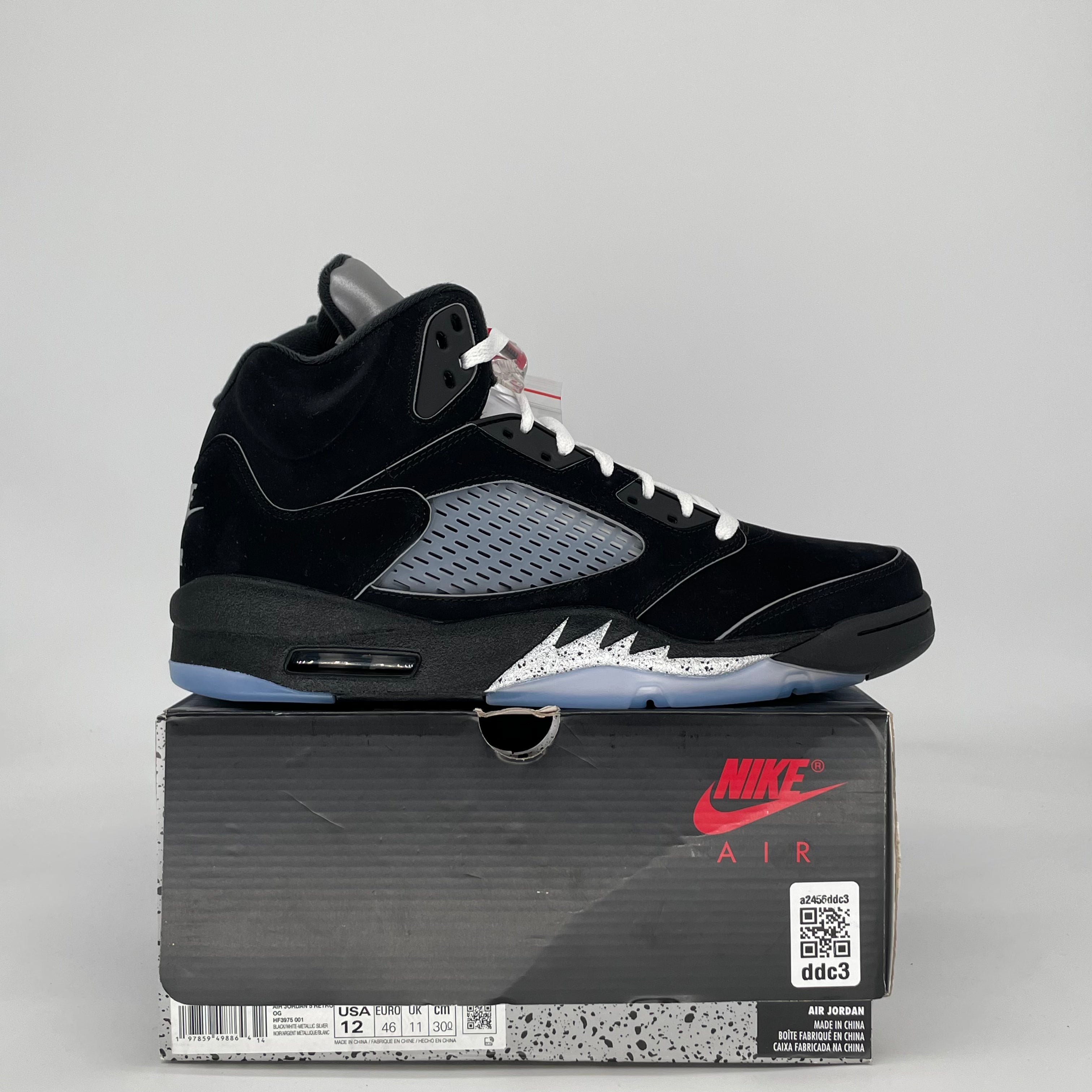 AIR JORDAN 5 BLACK METALLIC REIMAGINED HF3975-001 SIZE 12/13.5W
