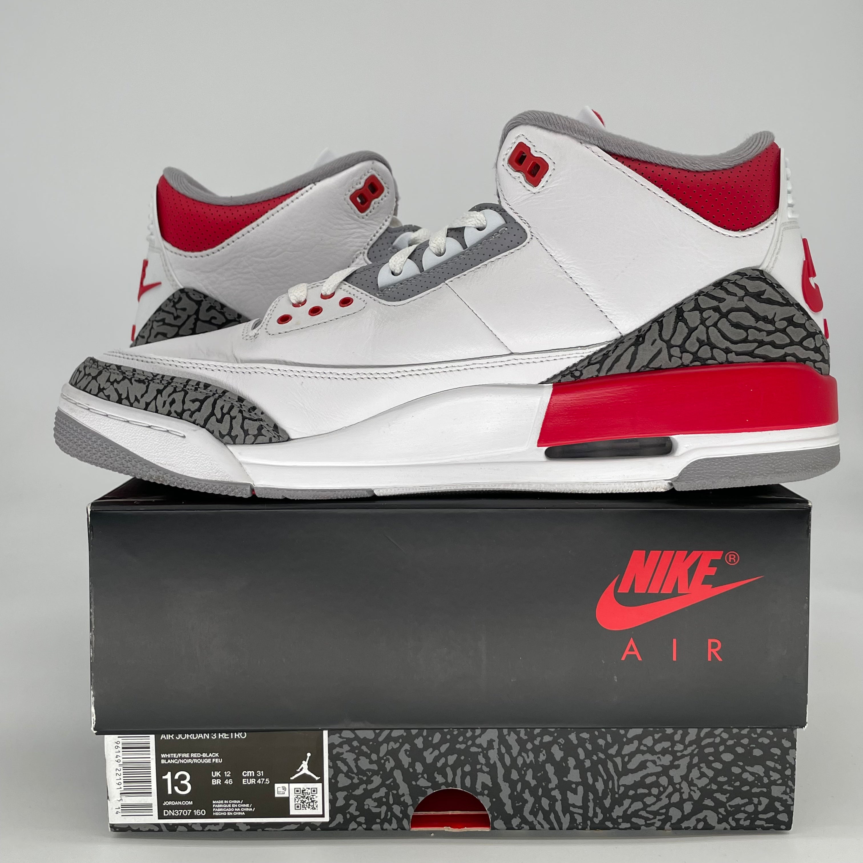 AIR JORDAN 3 FIRE RED DN3707-160 SIZE 13/14.5W