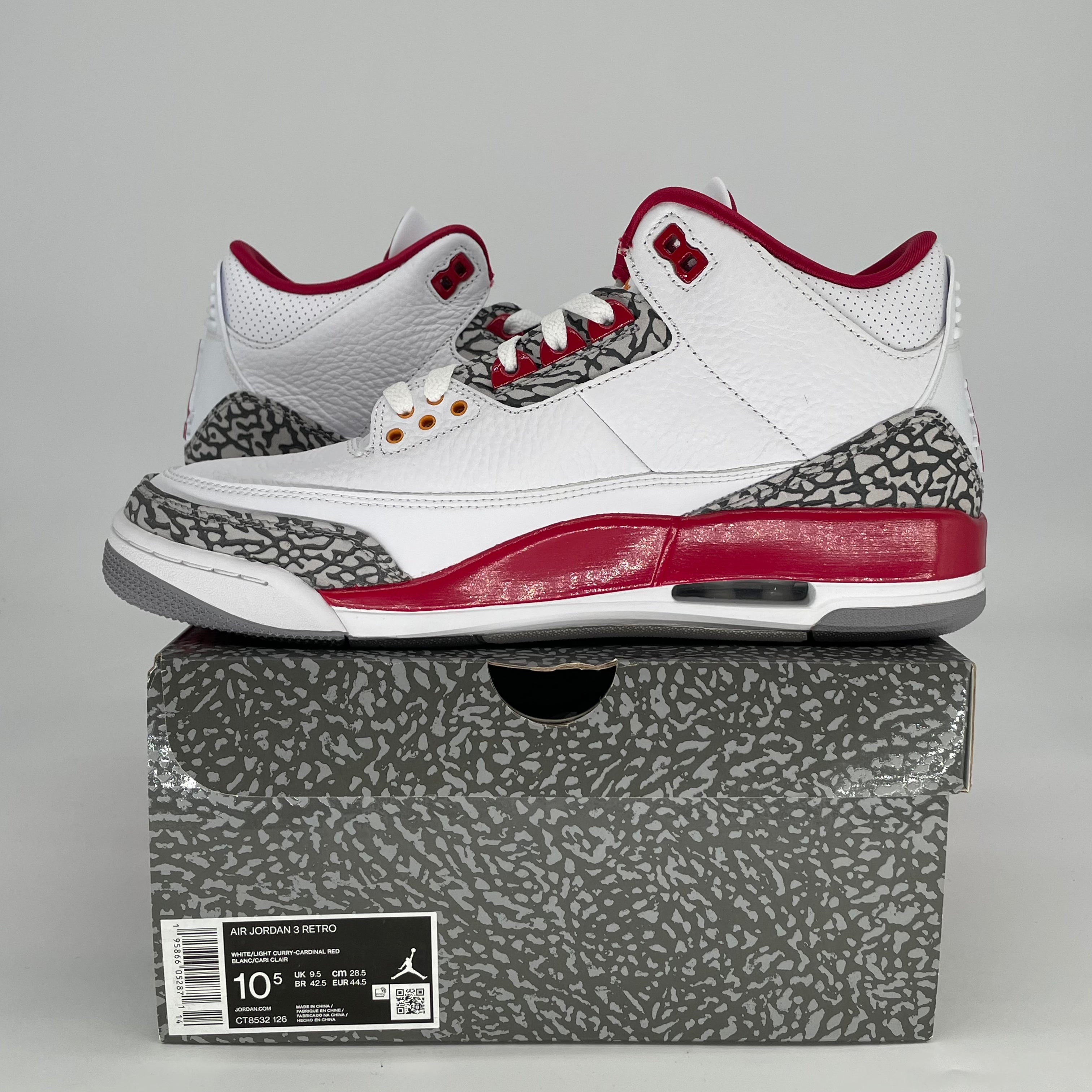 AIR JORDAN 3 CARDINAL RED CT8532-126 SIZE 10.5/12W