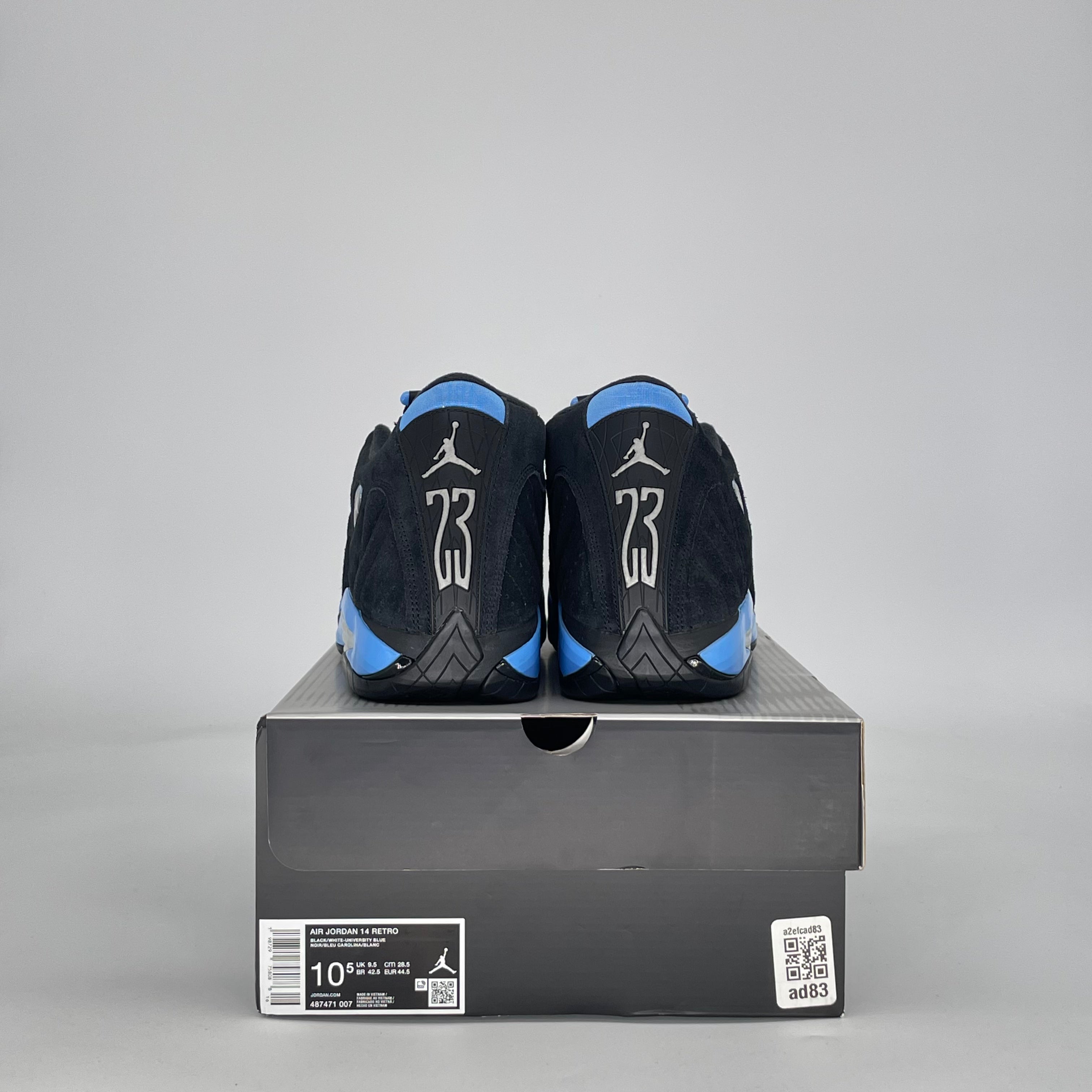 AIR JORDAN 14 BLACK UNIVERSITY BLUE 487471-007 SIZE 10.5/12W