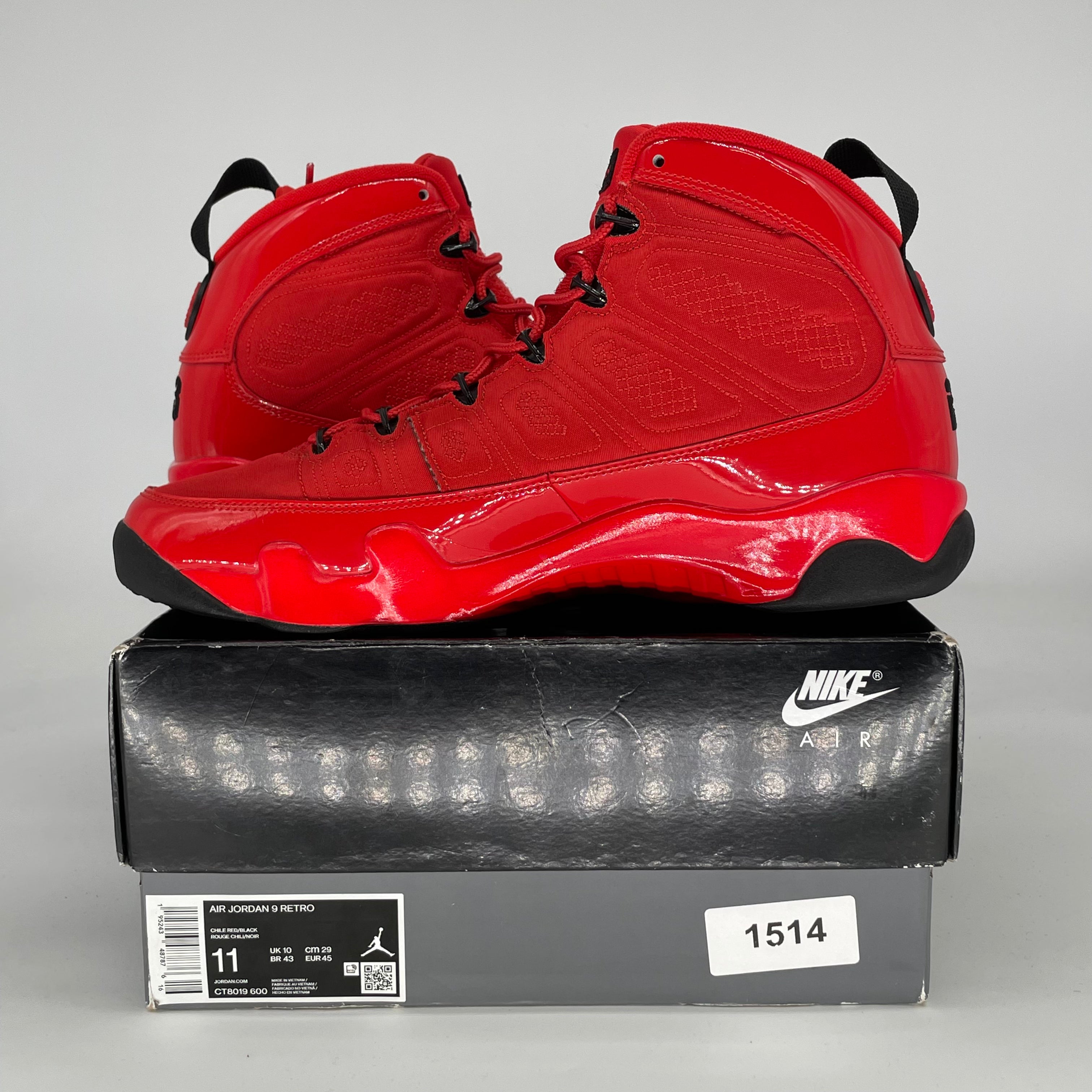 AIR JORDAN 9 CHILE RED CT8019-600 SIZE 11/12.5W