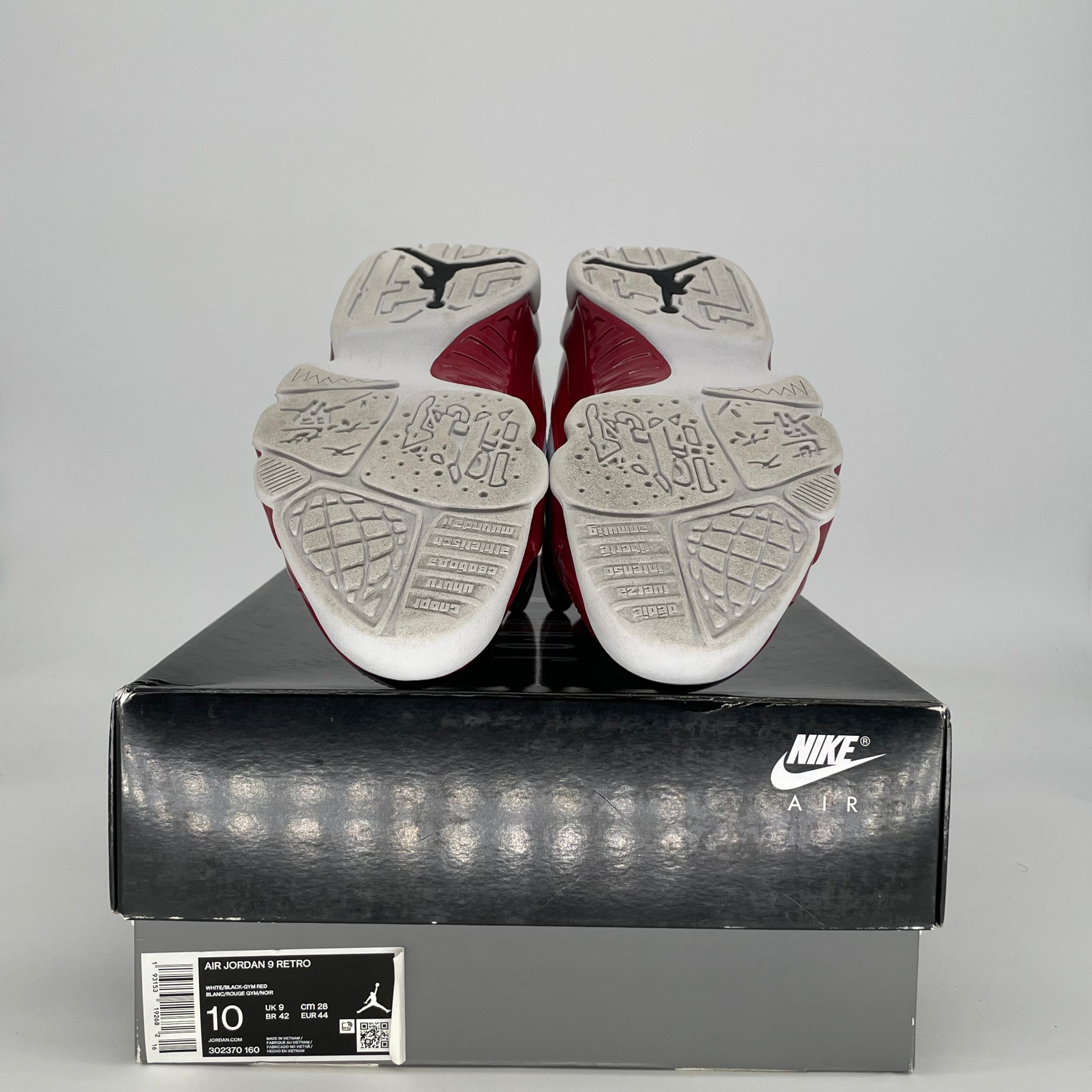 AIR JORDAN 9 WHITE GYM RED 302370-160 SIZE 10/11.5W