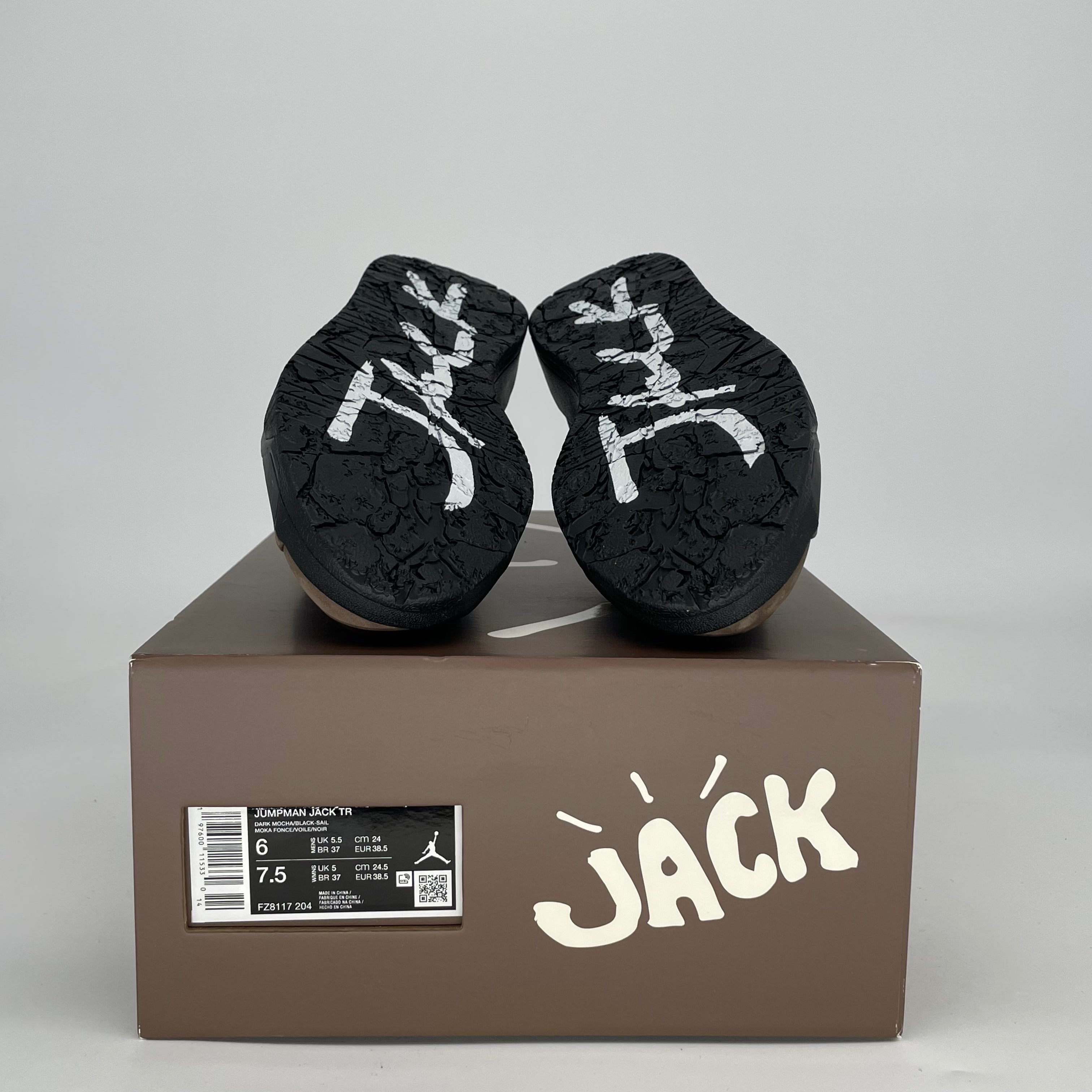 TRAVIS SCOTT X JORDAN JUMPMAN JACK TR DARK MOCHA FZ8117-204 SIZE 6/7.5W