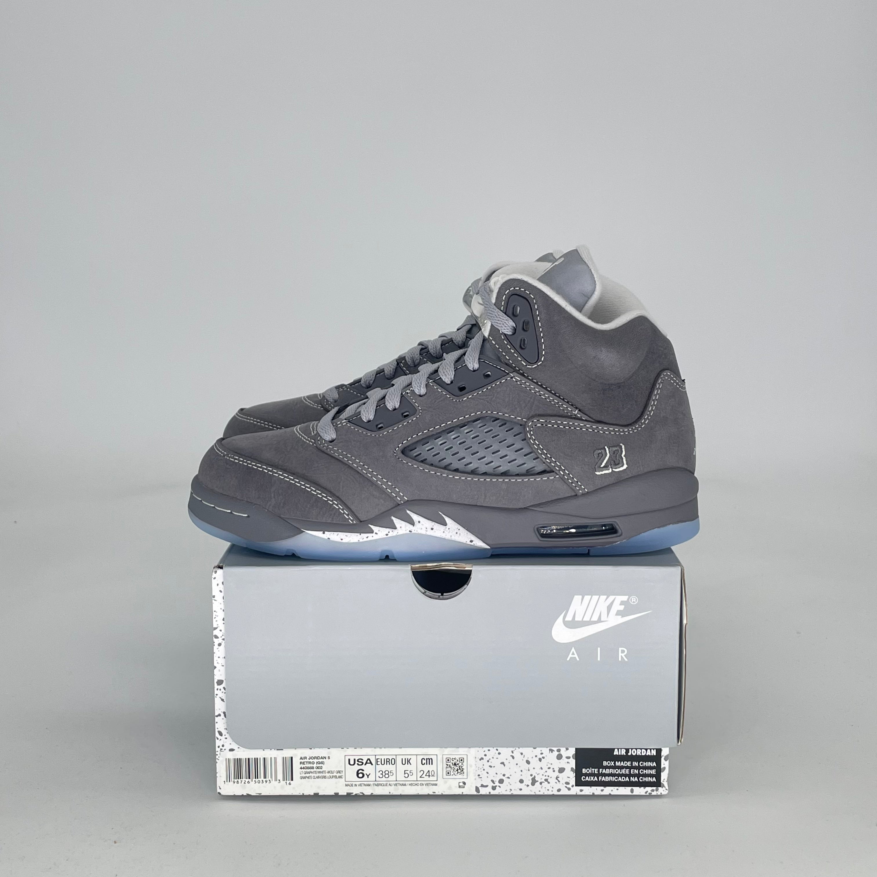 AIR JORDAN 5 WOLF GREY 440888-002 SIZE 6/7.5W GS
