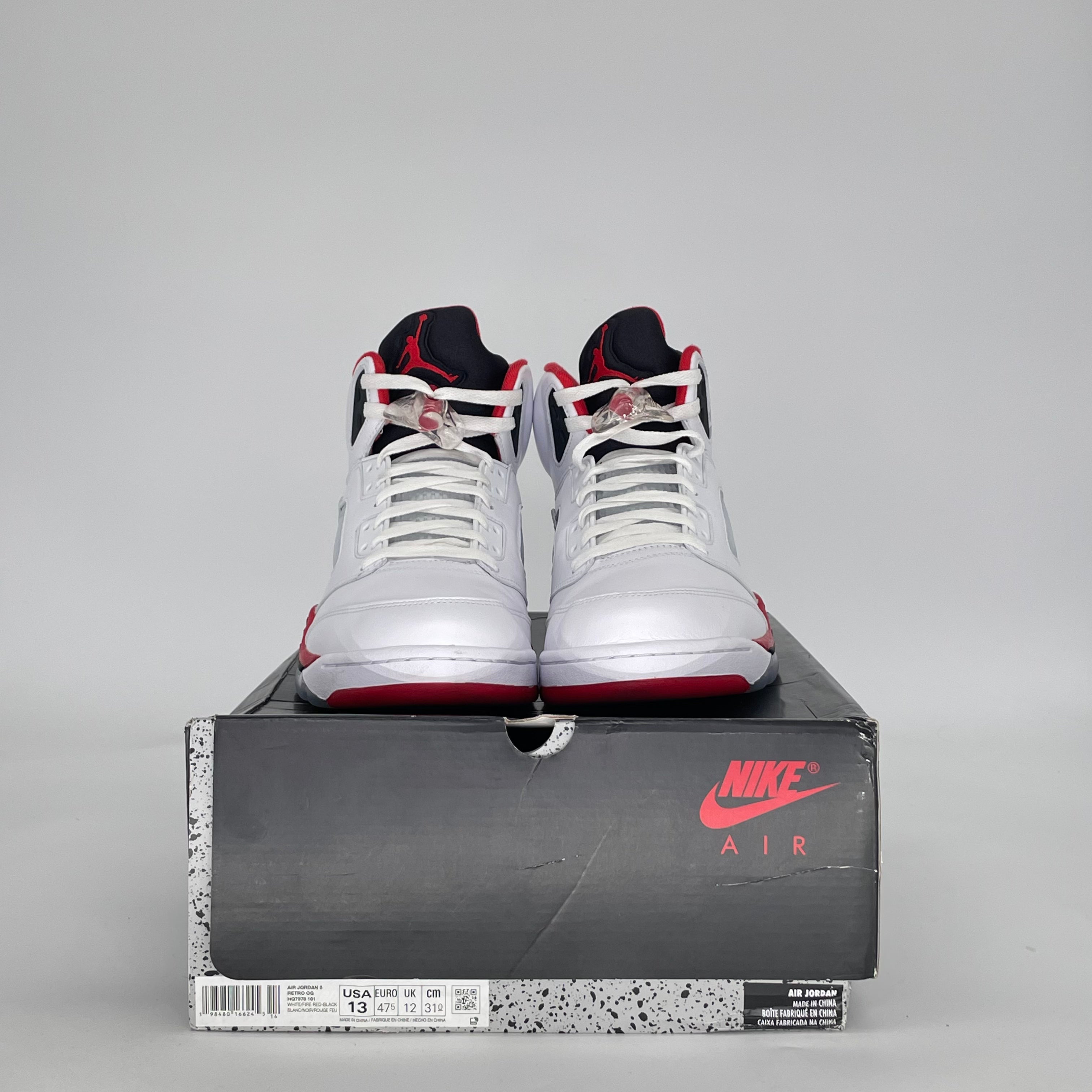 AIR JORDAN 5 FIRE RED BLACK TONGUE HQ7978-101 SIZE 13/14.5W