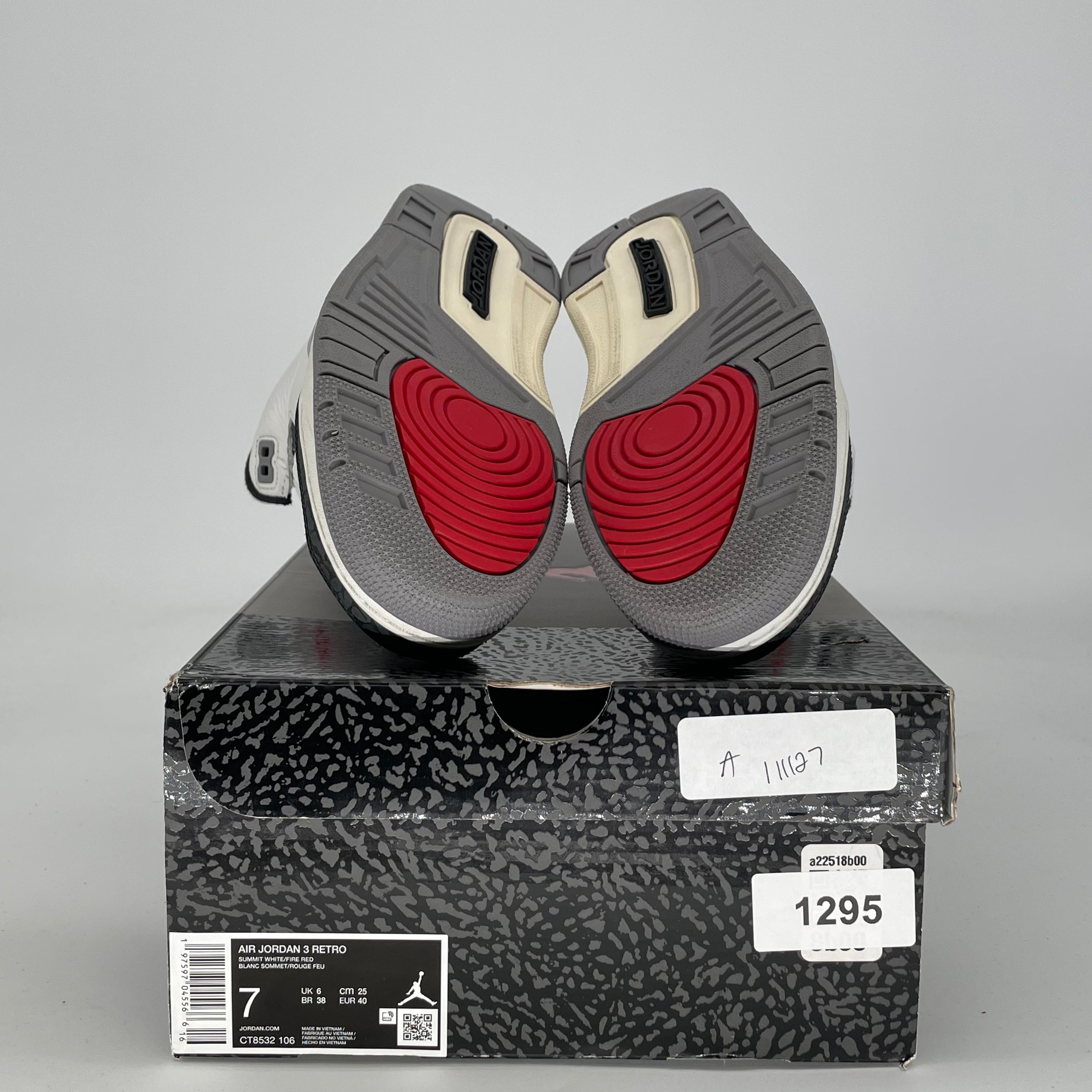 AIR JORDAN 3 CEMENT GREY CT8532-106 SIZE 7/8.5W