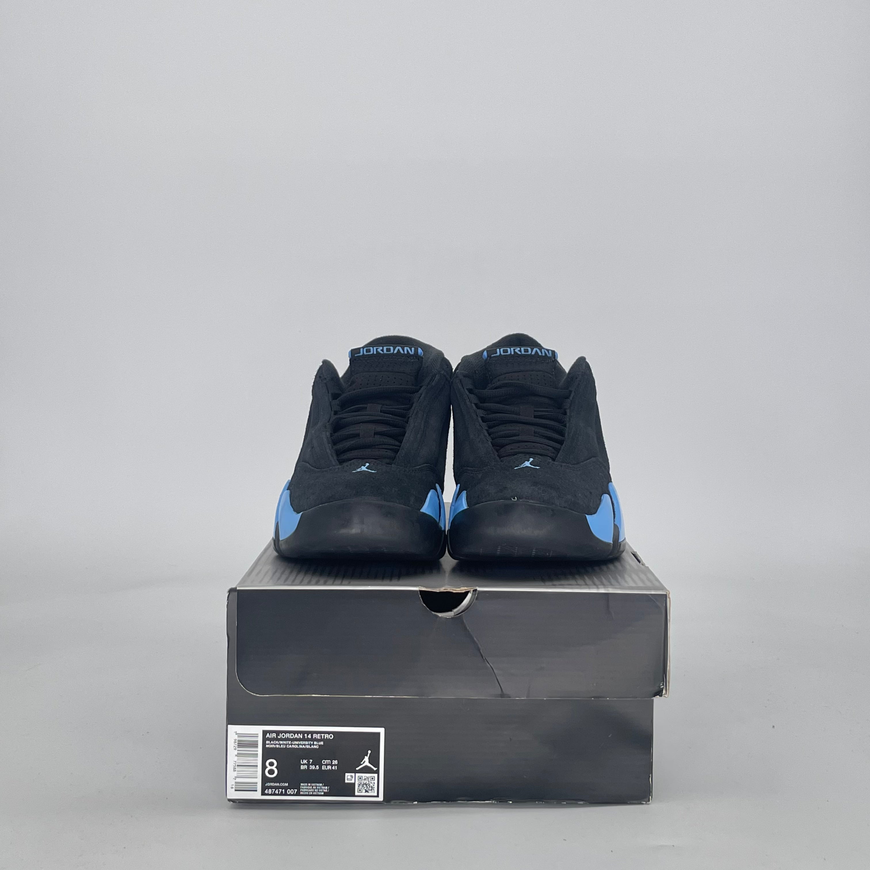 AIR JORDAN 14 BLACK UNIVERSITY BLUE 487471-007 SIZE 8/9.5W