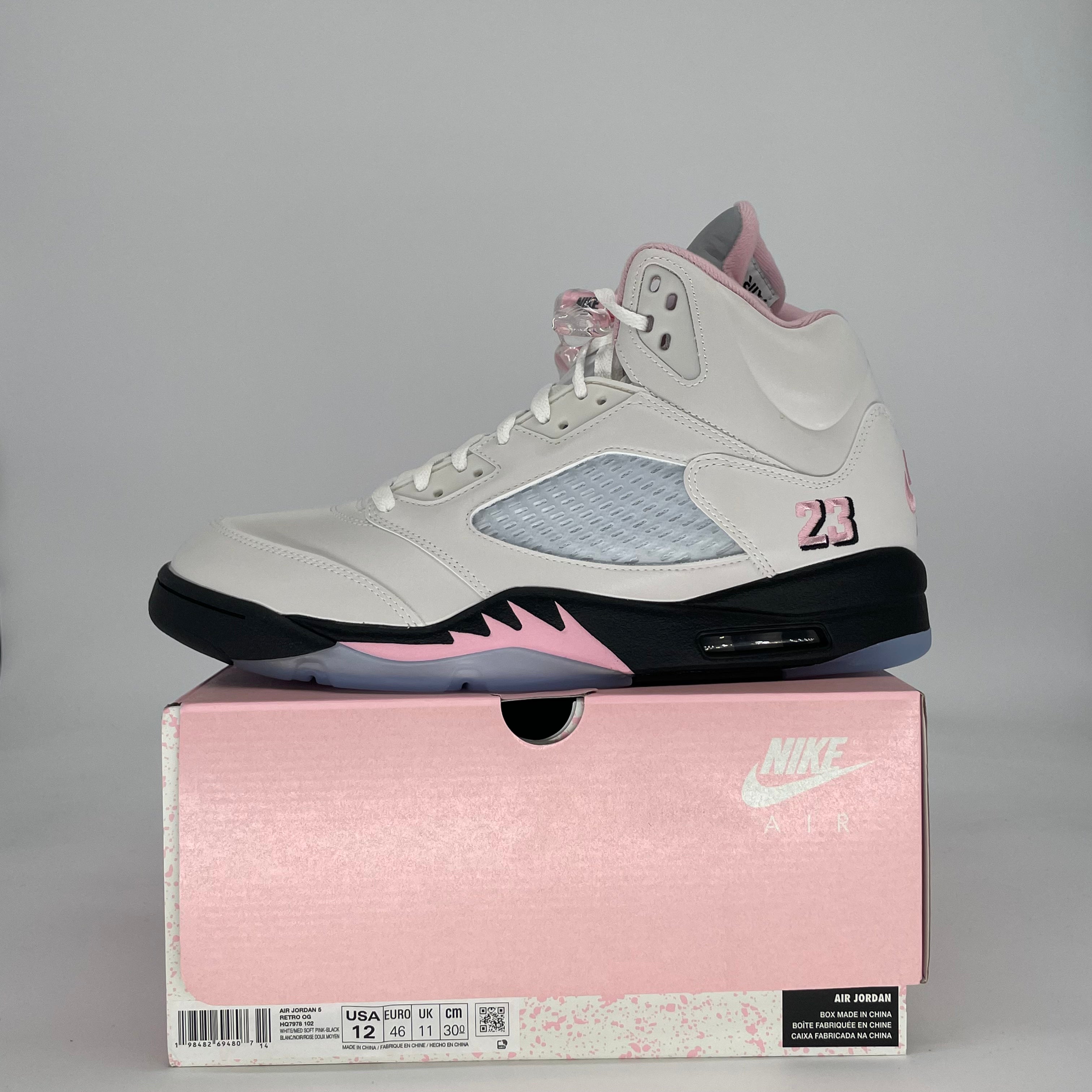 AIR JORDAN 5 MEDIUM SOFT PINK HQ7978-102 SIZE 12/13.5W