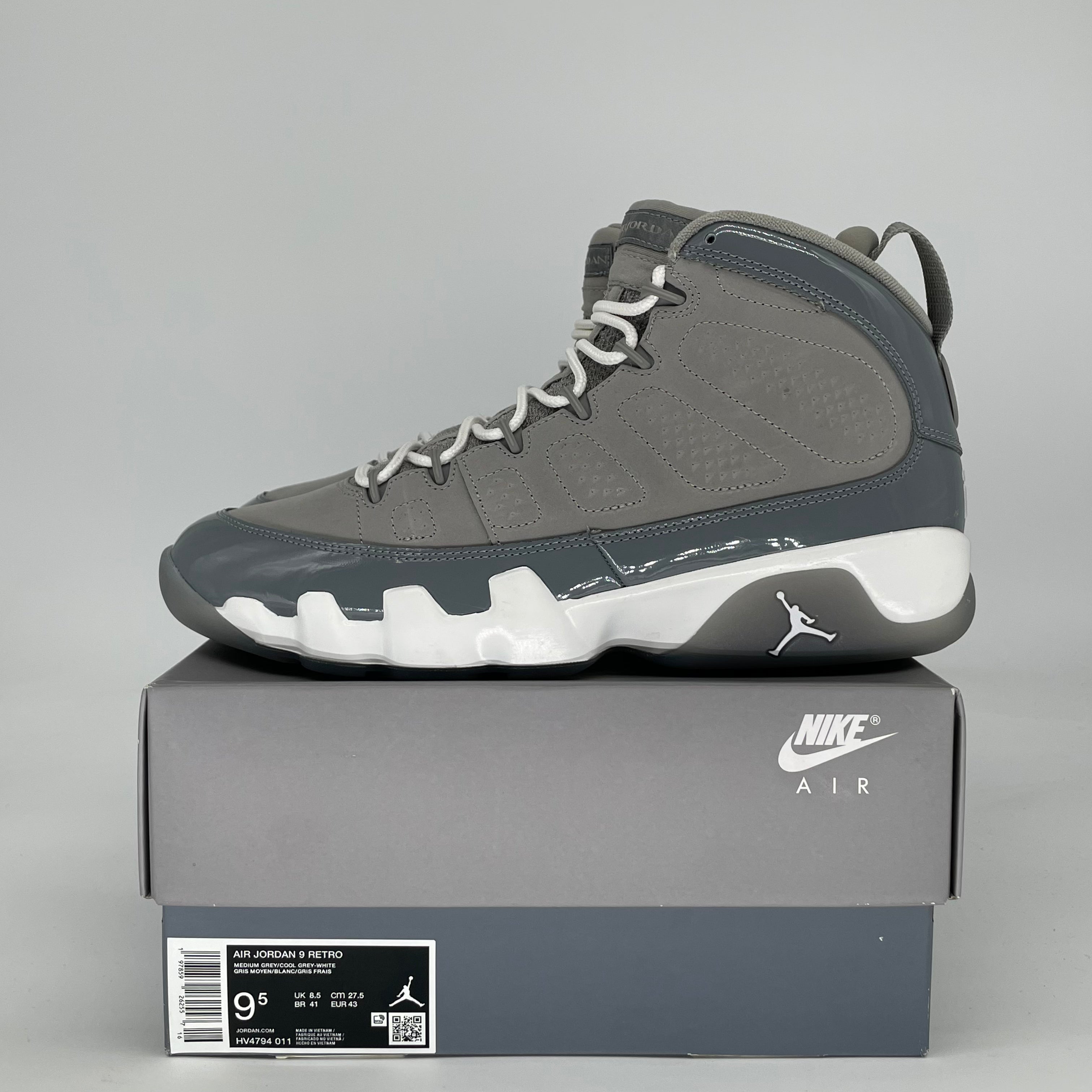 AIR JORDAN 9 COOL GREY HV4794-011 SIZE 9.5/11W