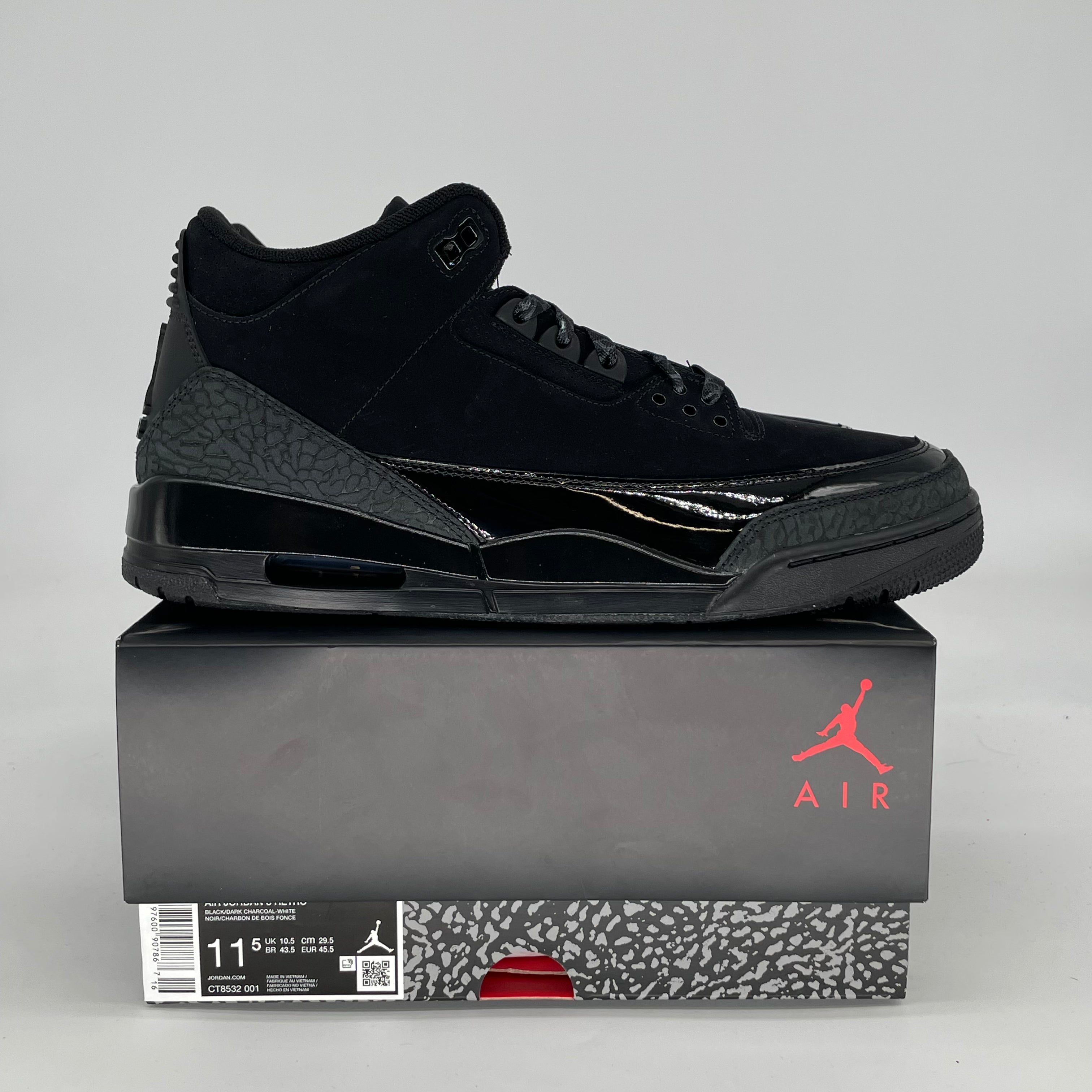 AIR JORDAN 3 BLACK CAT CT8532-001 SIZE 11.5/13W