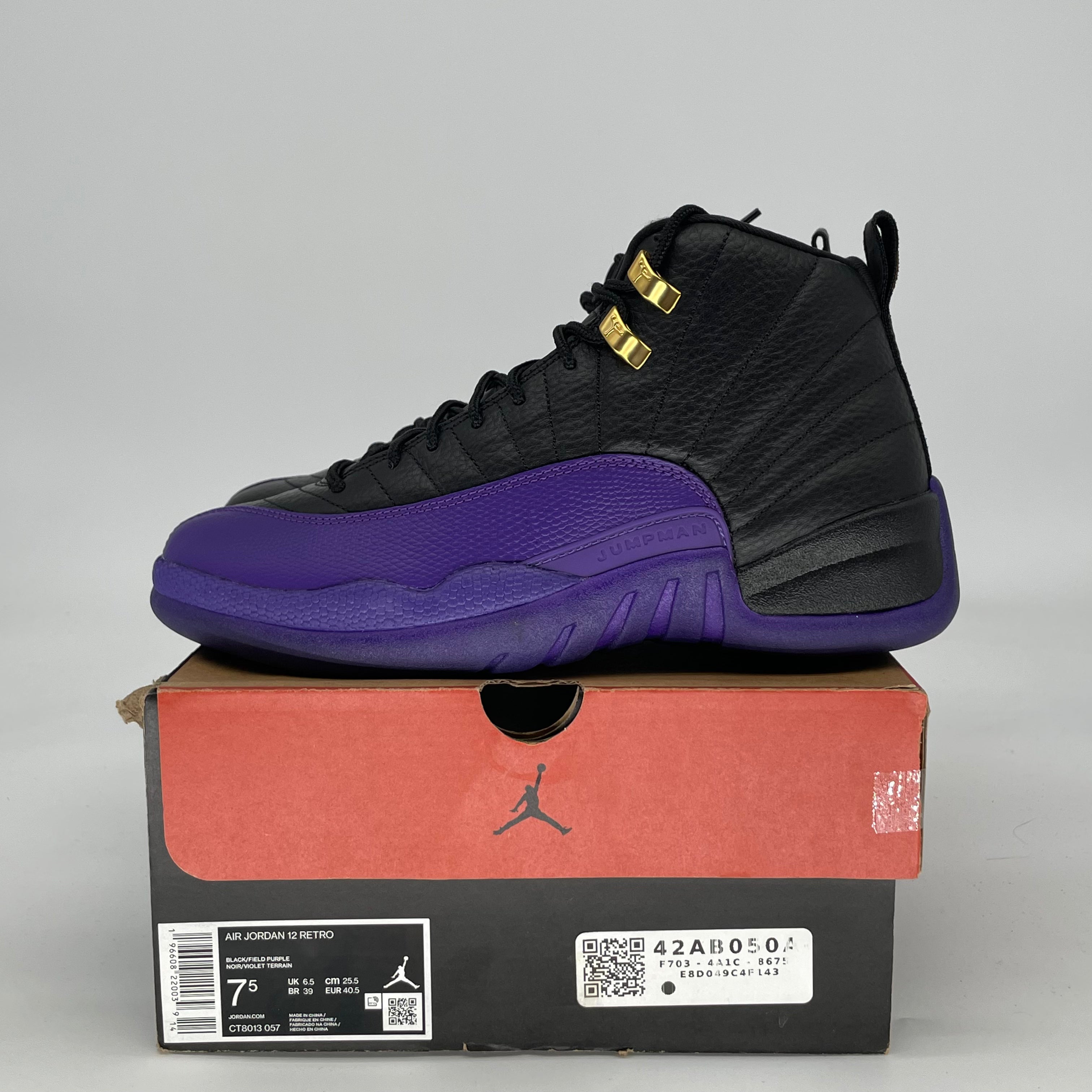 AIR JORDAN 12 FIELD PURPLE CT8013-057 SIZE 7.5/9W