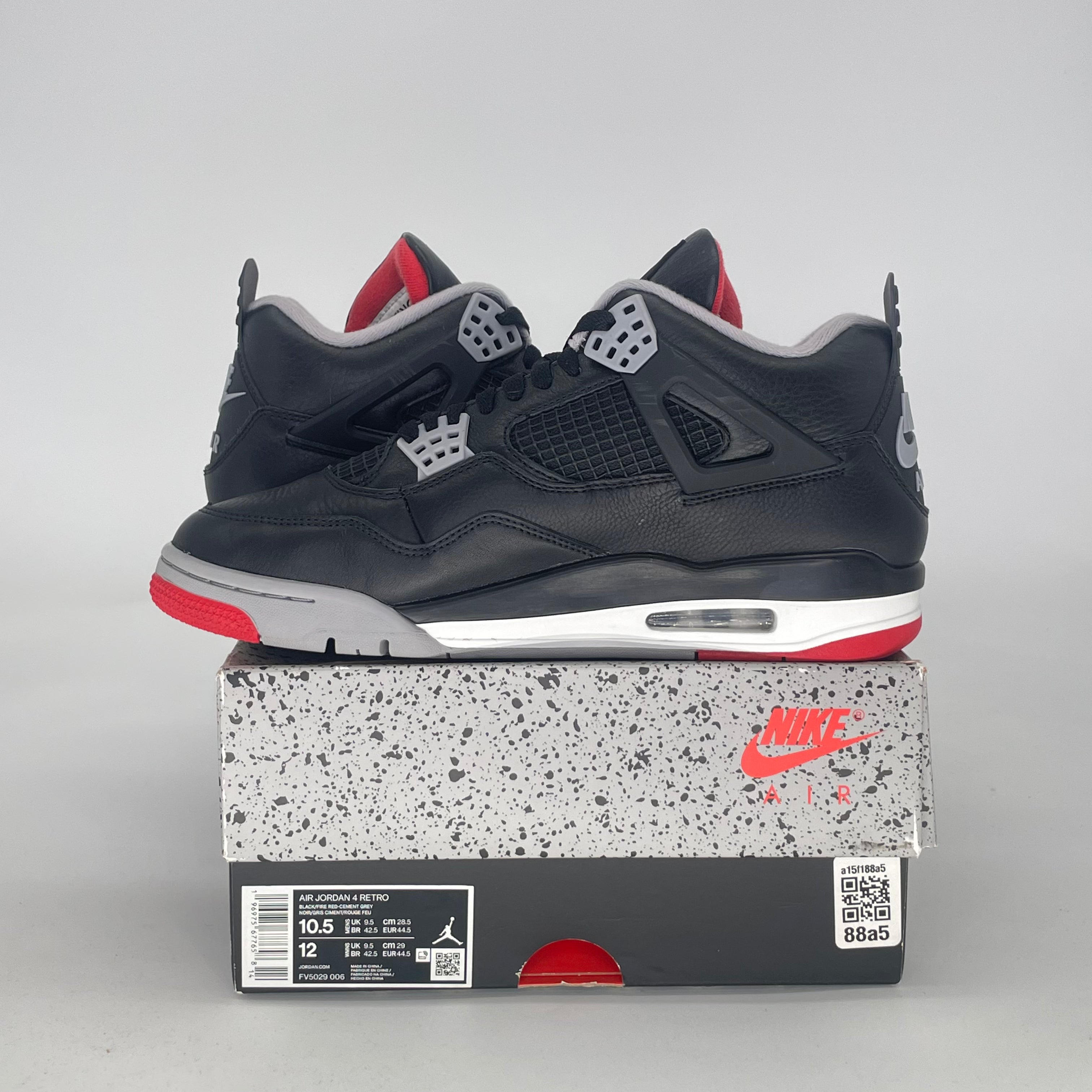 AIR JORDAN 4 BRED REIMAGINED FV5029-006 SIZE 10.5/12W