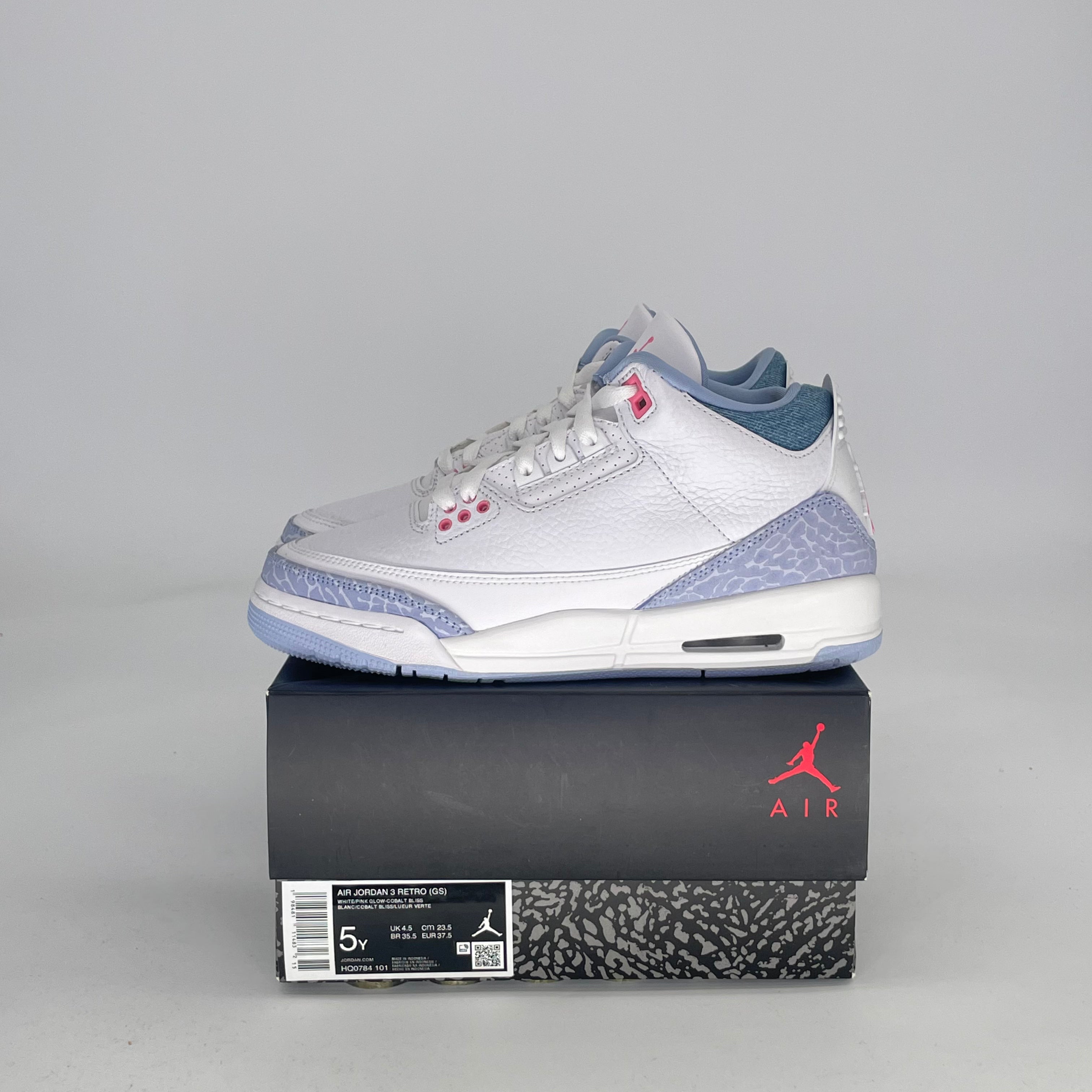 AIR JORDAN 3 WHITE COBALT BLISS HQ0784-101 SIZE 5/6.5W GS