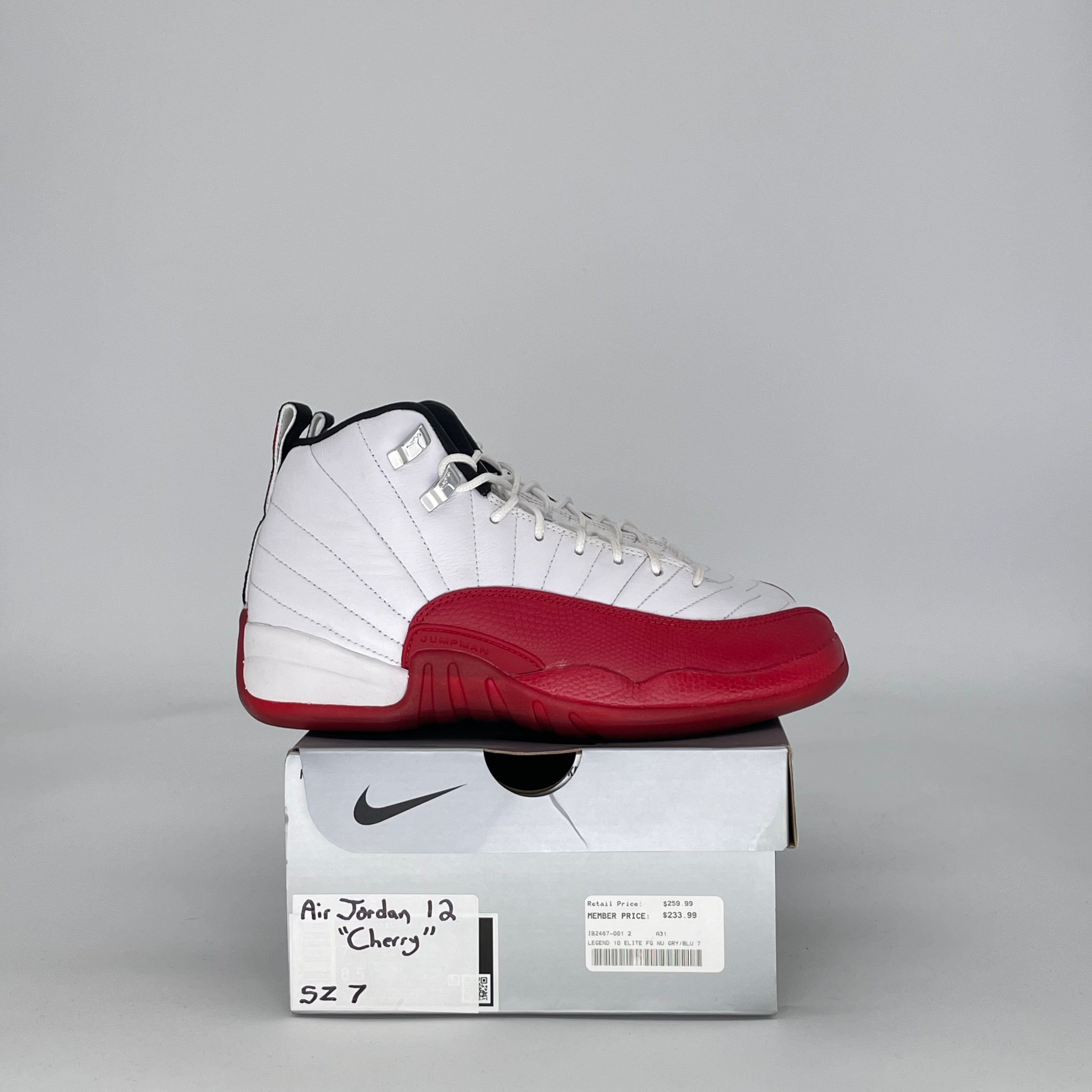 AIR JORDAN 12 CHERRY 153265-116 SIZE 7/8.5W GS
