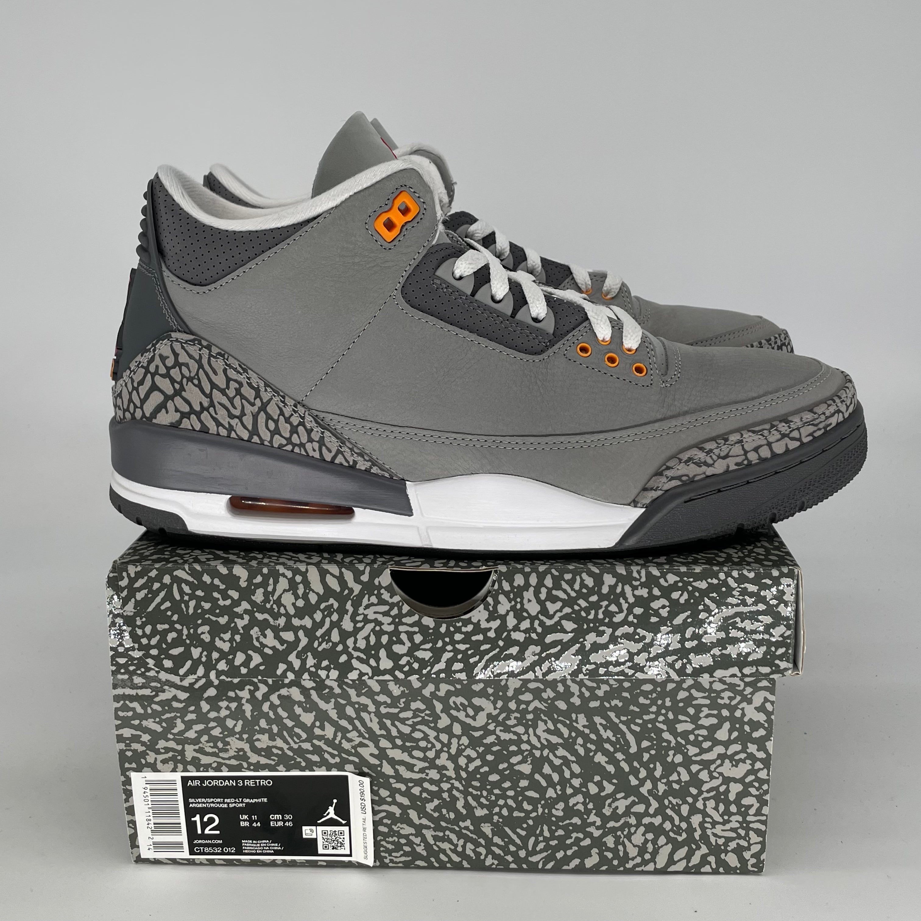AIR JORDAN 3 COOL GREY SIZE 12/13.5W CT8532-012