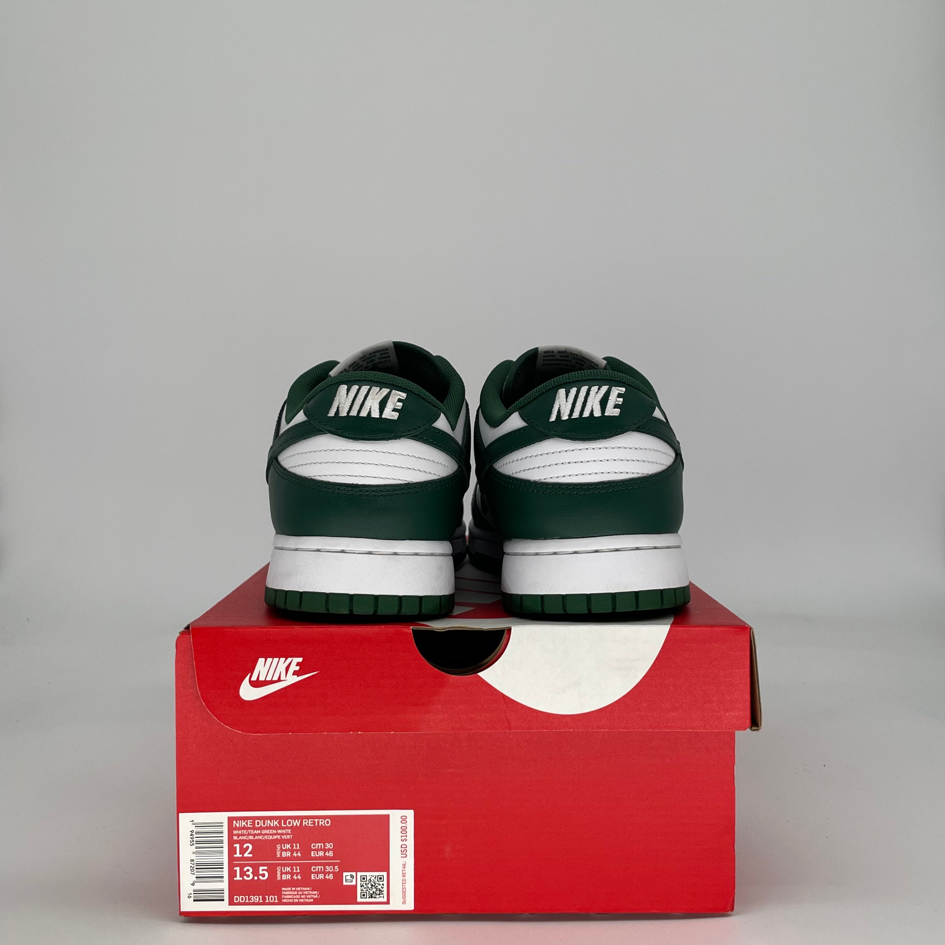 NIKE DUNK LOW MICHIGAN STATE DD1391-101 SIZE 12/13.5W