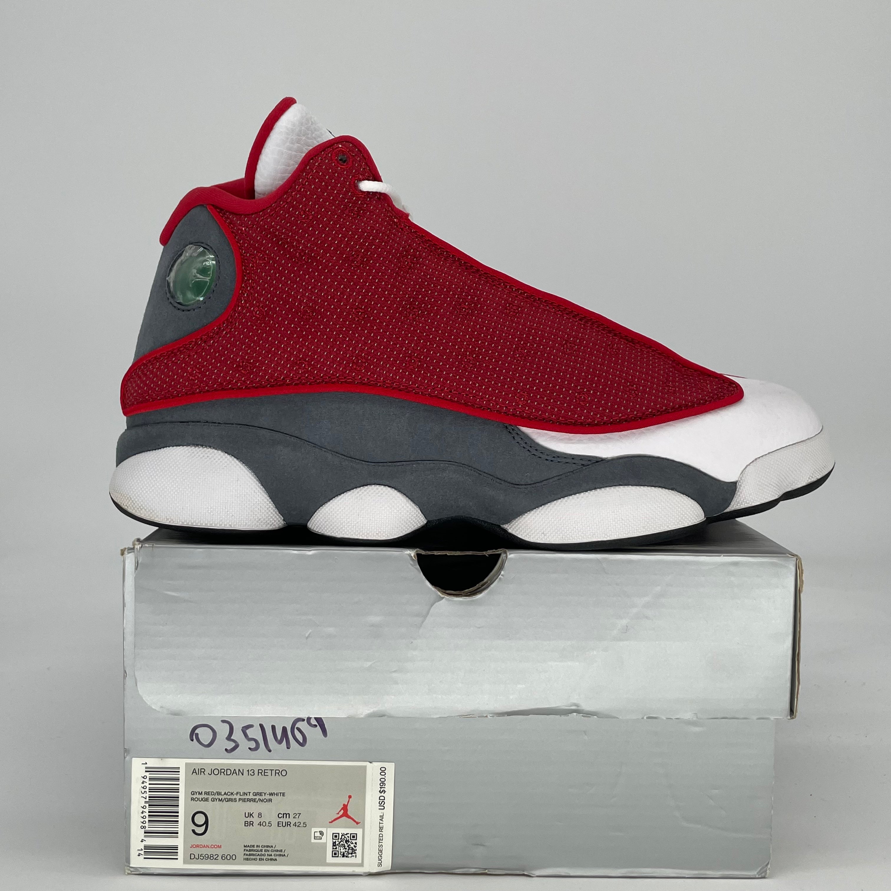 AIR JORDAN 13 GYM RED FLINT GREY DJ5982-600 SIZE 9/10.5W