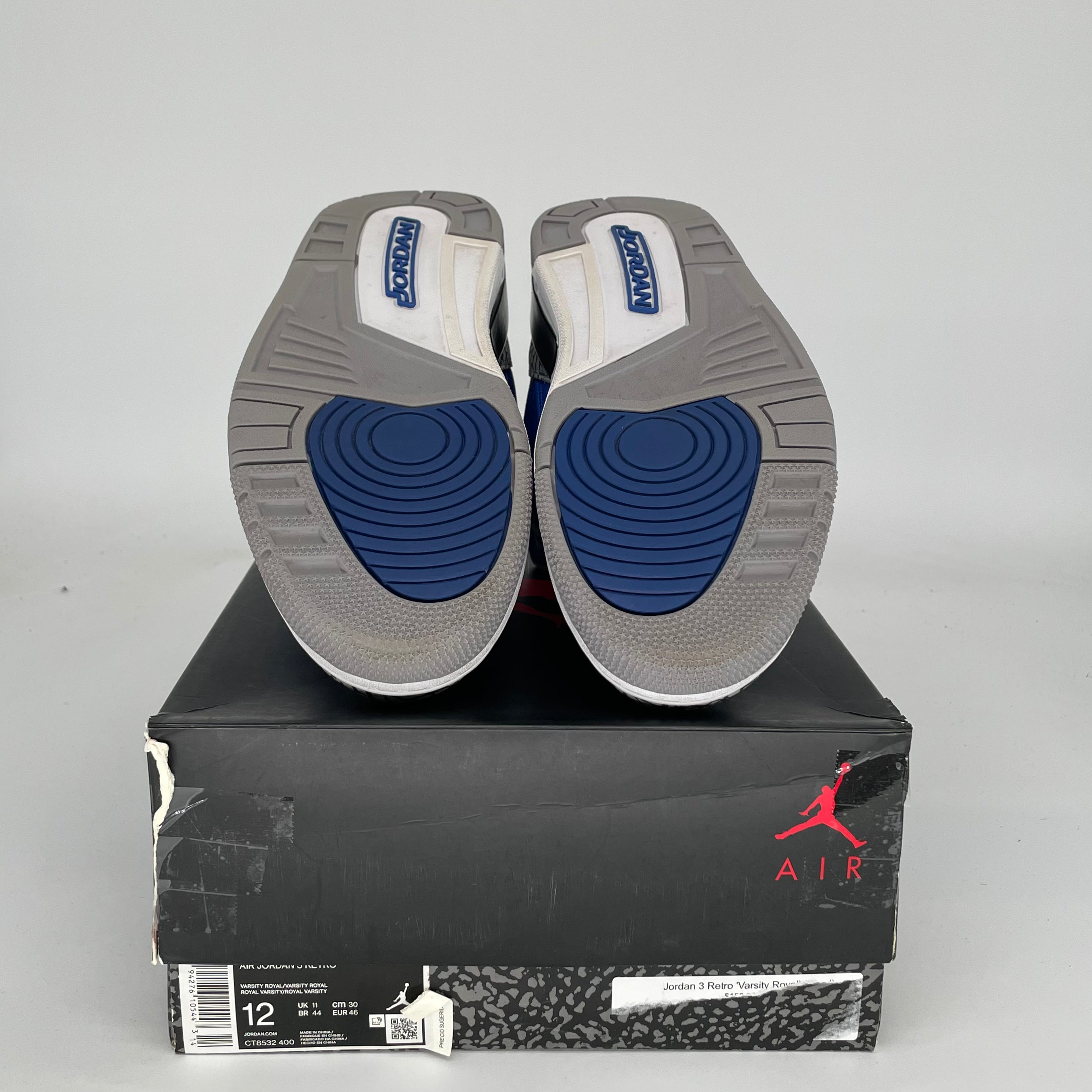 AIR JORDAN 3 VARSITY ROYAL CEMENT SIZE 12 CT8532-400