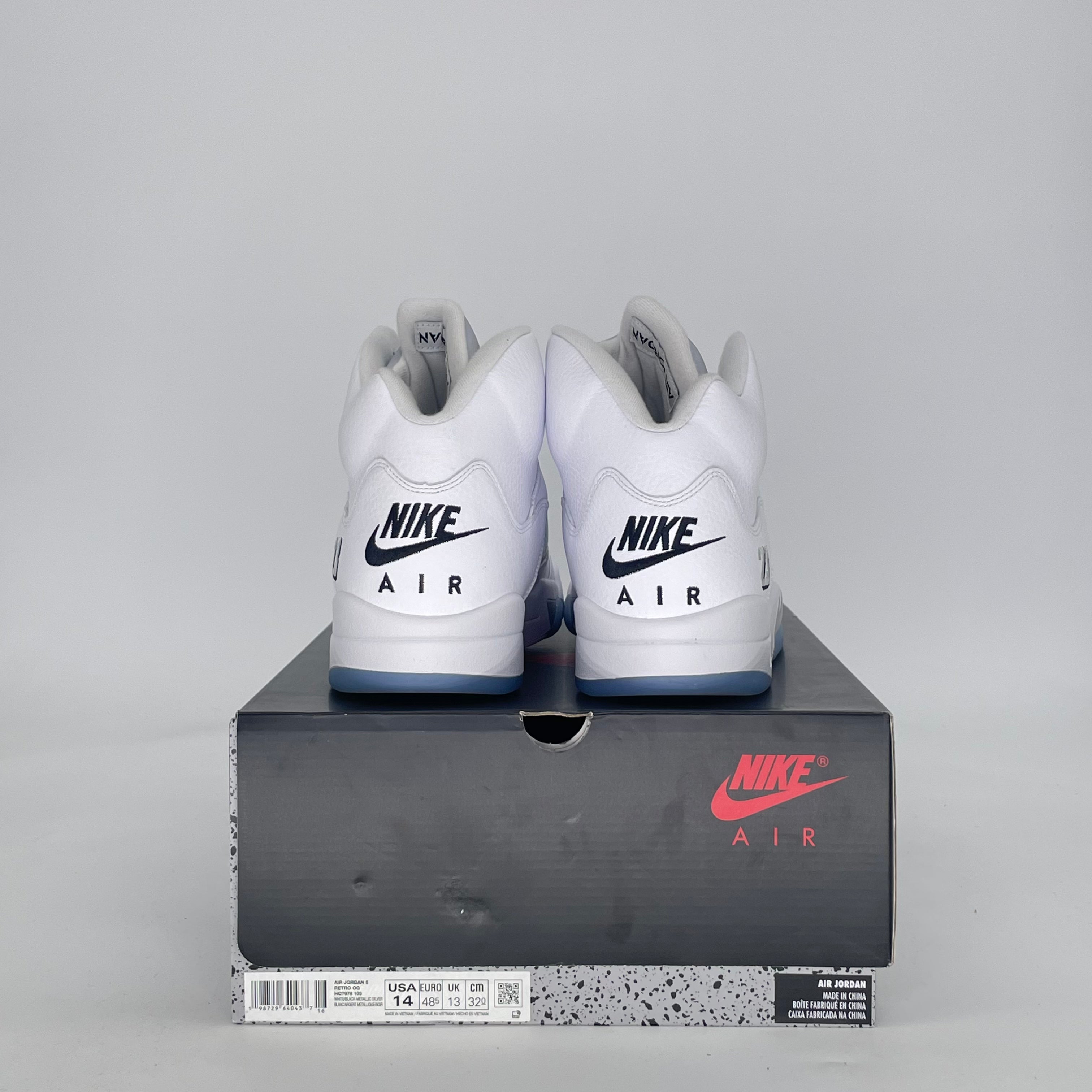 AIR JORDAN 5 WHITE METALLIC HQ7978-103 SIZE 14/15.5W