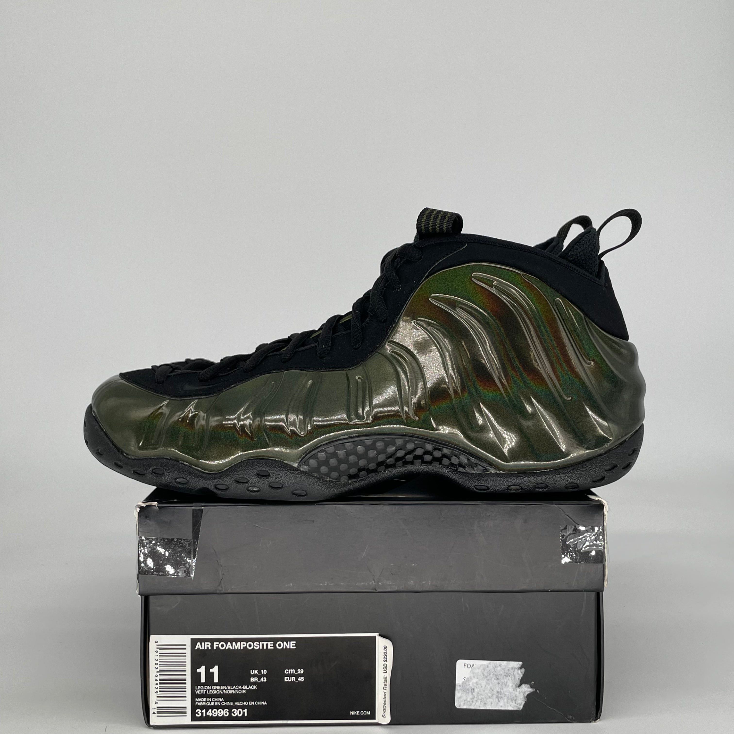 NIKE AIR FOAMPOSITE ONE LEGION GREEN 314996-301 SIZE 11/12.5W
