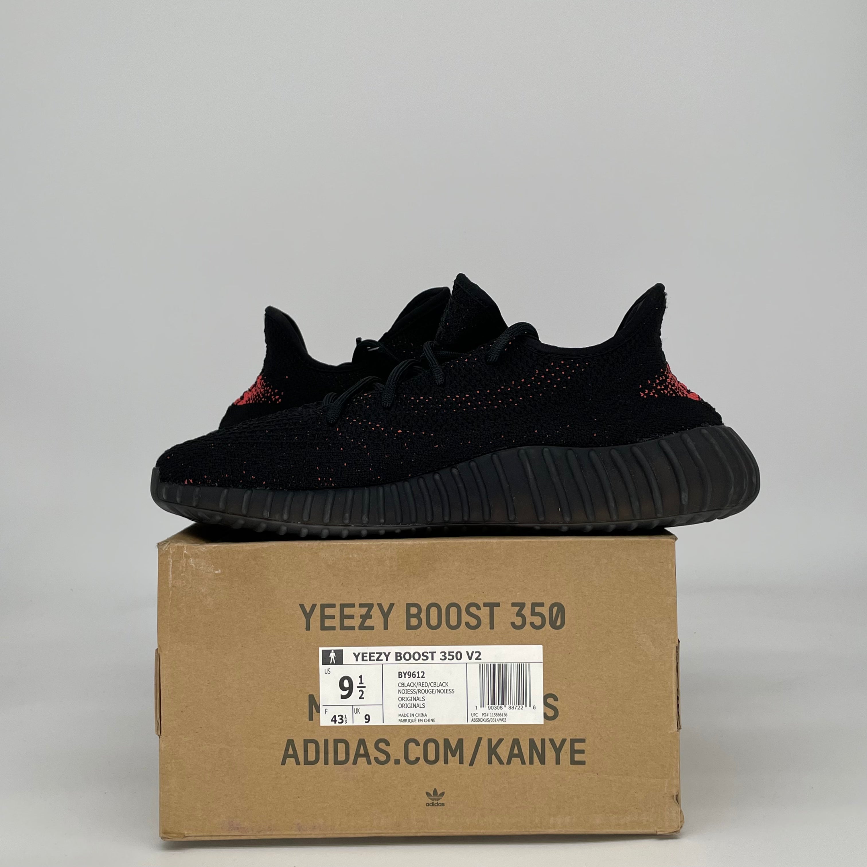 ADIDAS YEEZY BOOST 350 V2 CORE BLACK RED BY9612 SIZE 9.5/11W