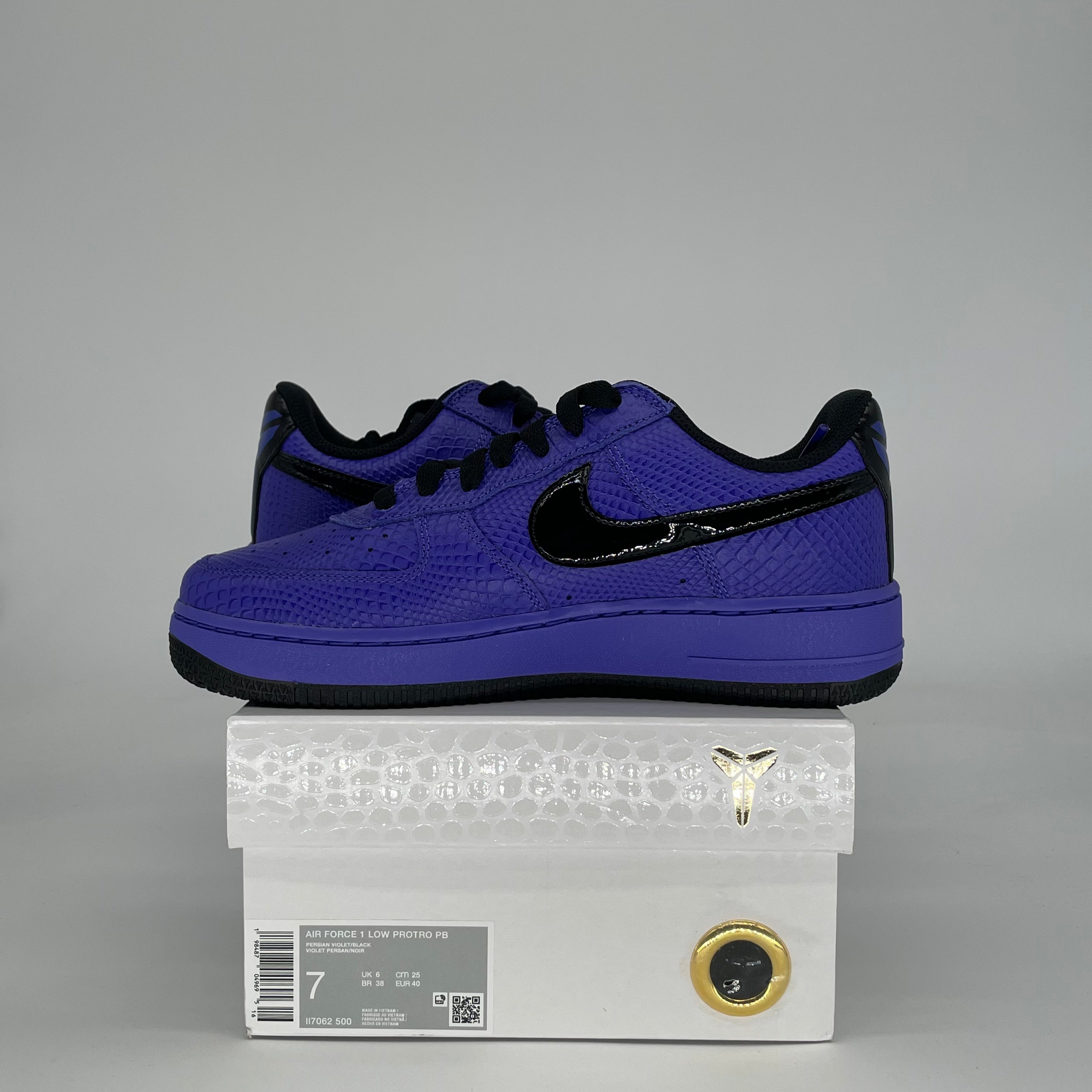 NIKE AIR FORCE 1 LOW PROTRO KOBE BRYANT X FC BARCELONA PERSIAN VIOLET II7062-500 SIZE 7/8.5W