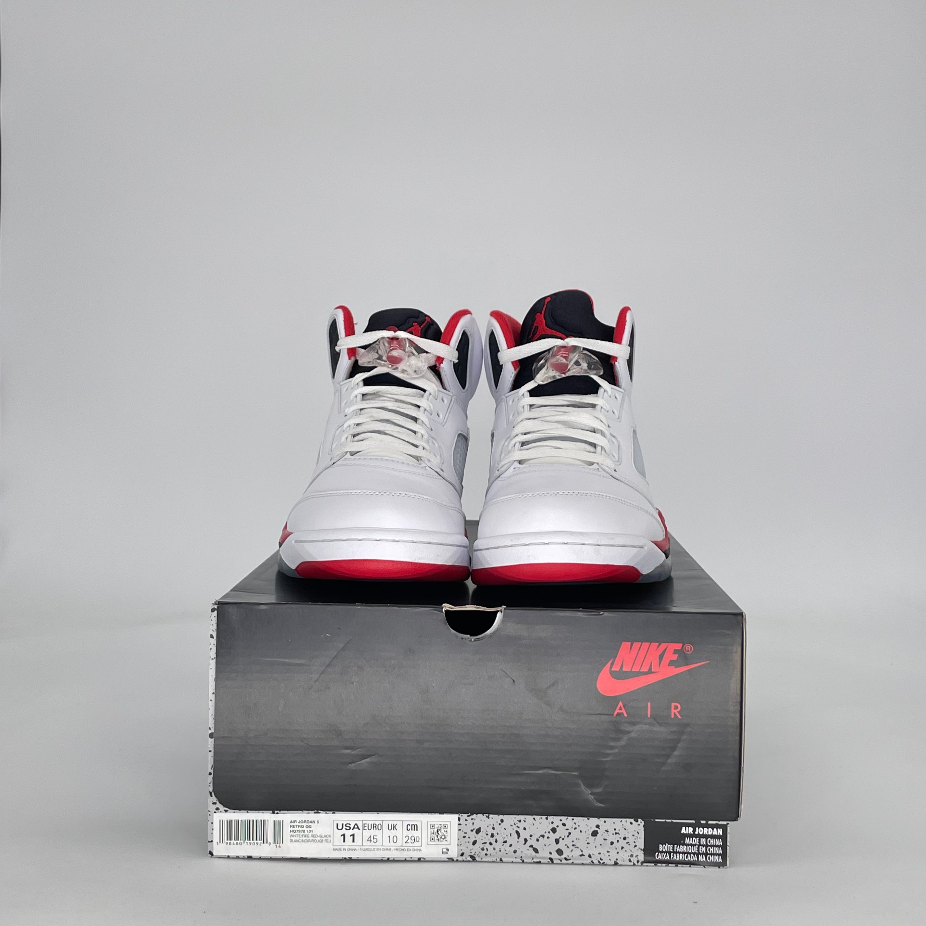 AIR JORDAN 5 FIRE RED BLACK TONGUE HQ7978-101 SIZE 11/12.5W