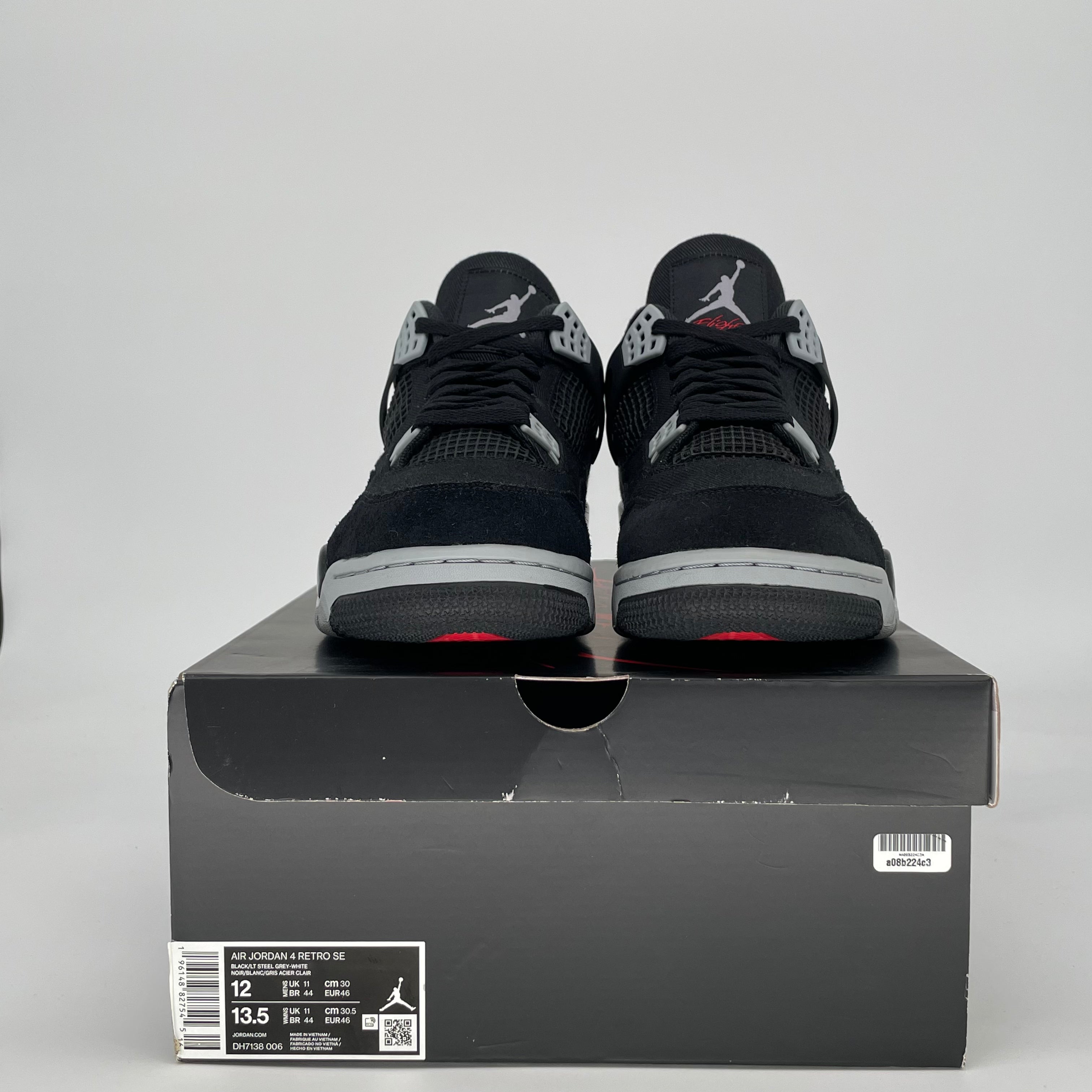 AIR JORDAN 4 BLACK CANVAS DH7138-006 SIZE 12/13.5W