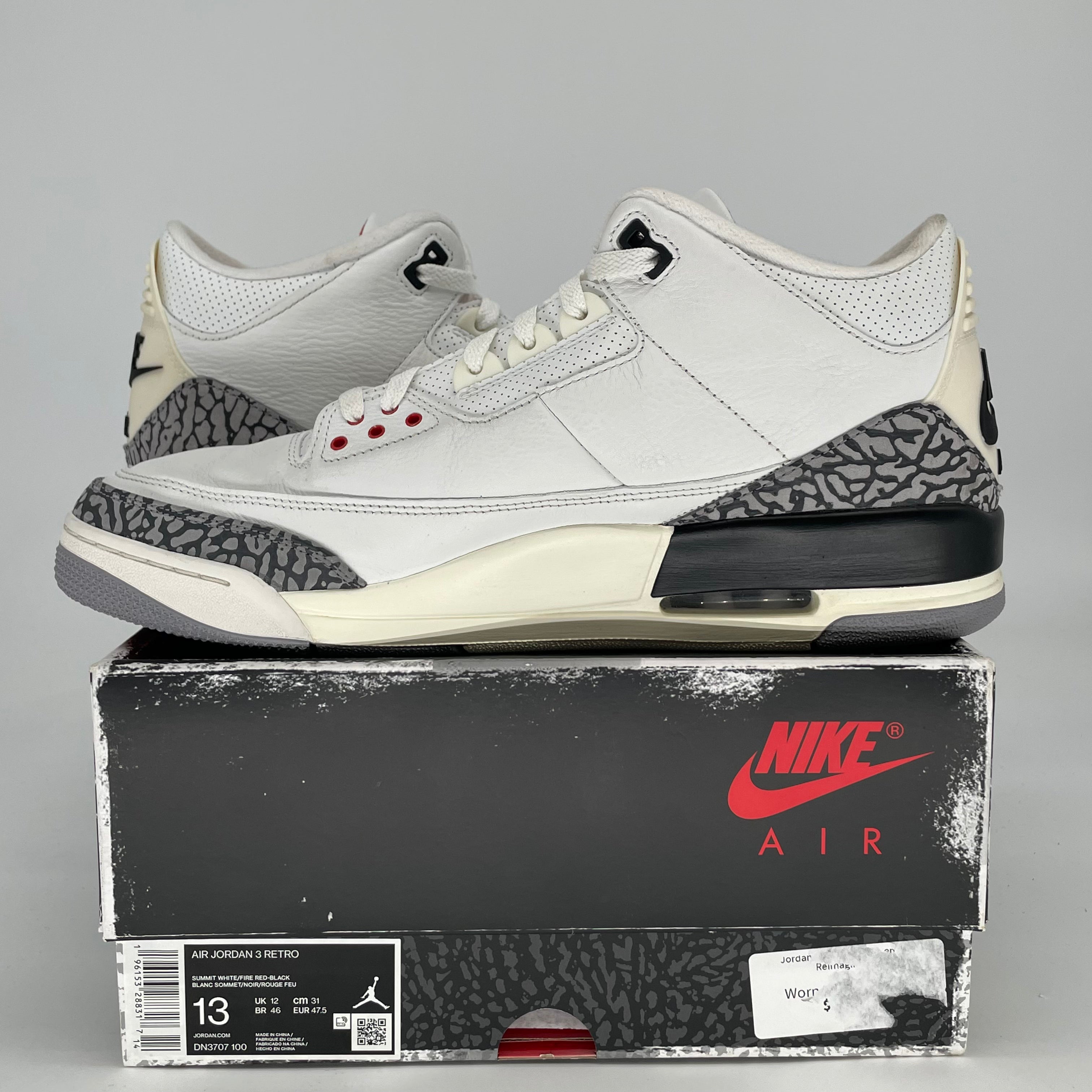 AIR JORDAN 3 WHITE CEMENT REIMAGINED DN3707-100 SIZE 13/14.5W