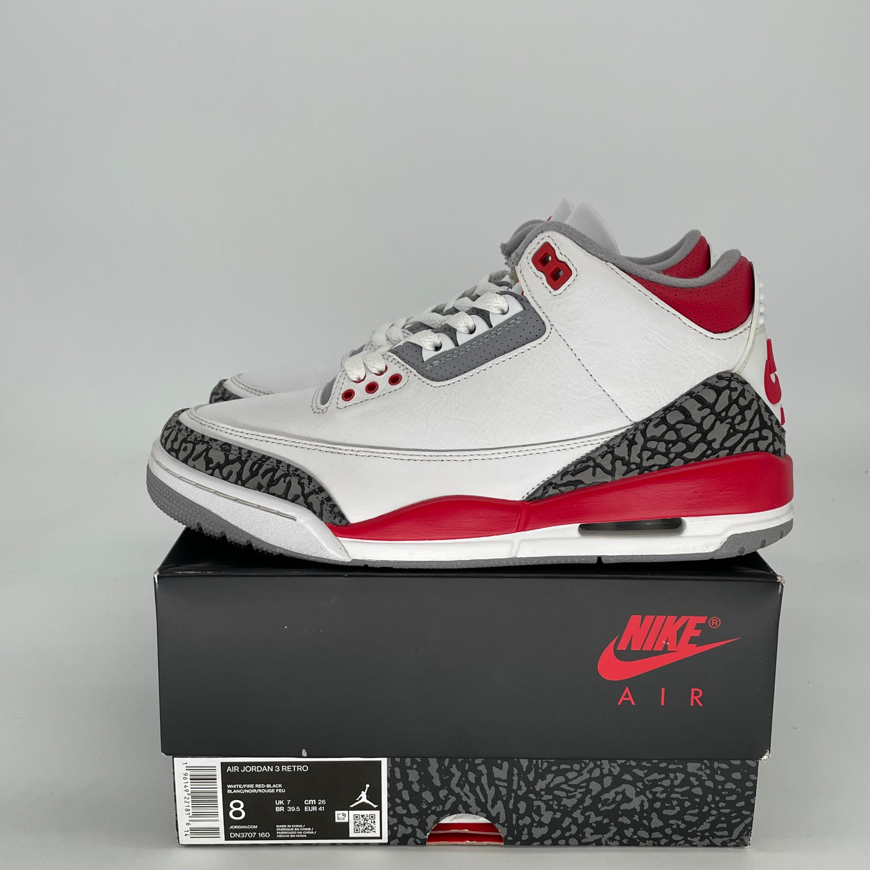 AIR JORDAN 3 FIRE RED DN3707-160 SIZE 8/9.5W