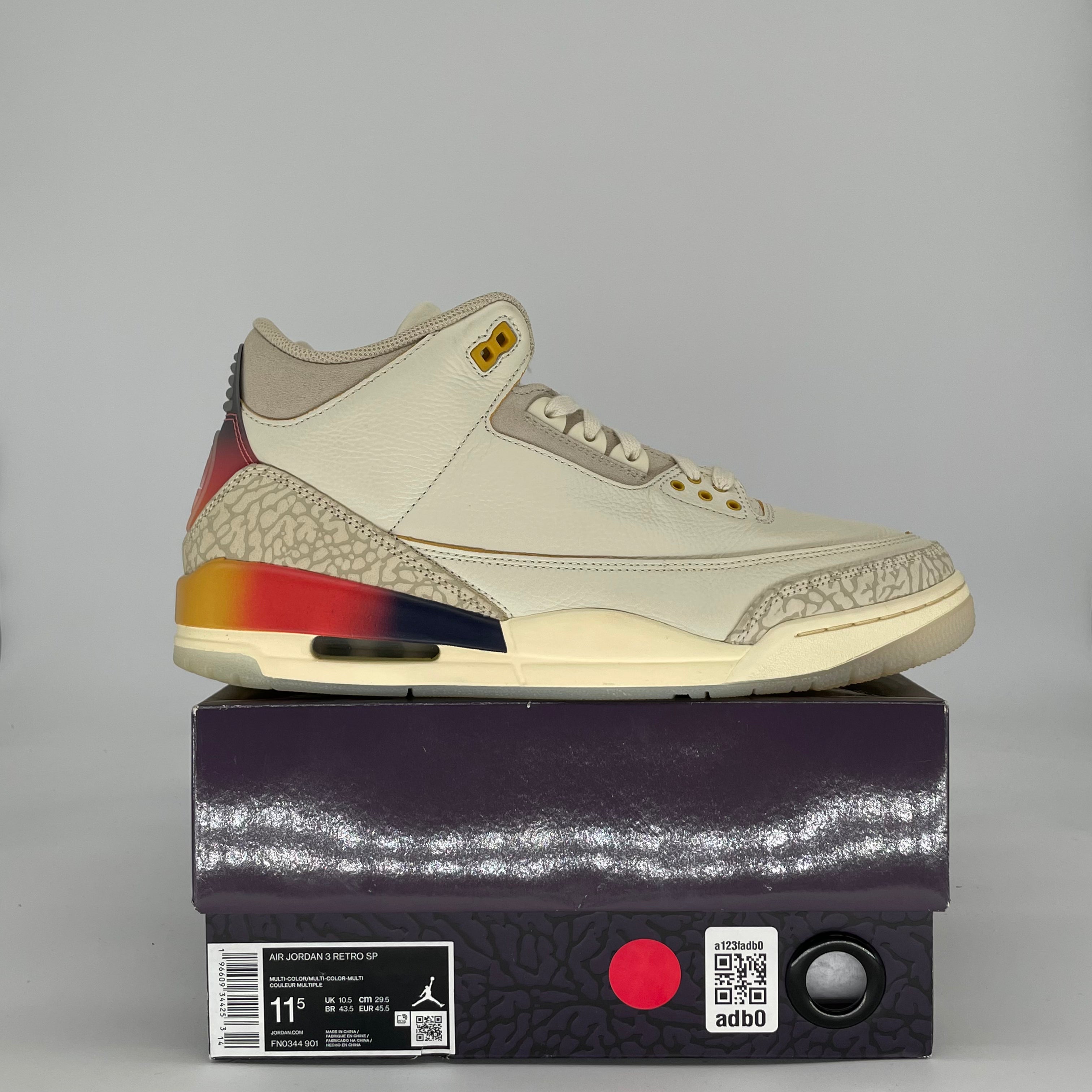 AIR JORDAN 3 J BALVIN MEDELLIN SUNSET FN0344-901 SIZE 11.5/13W