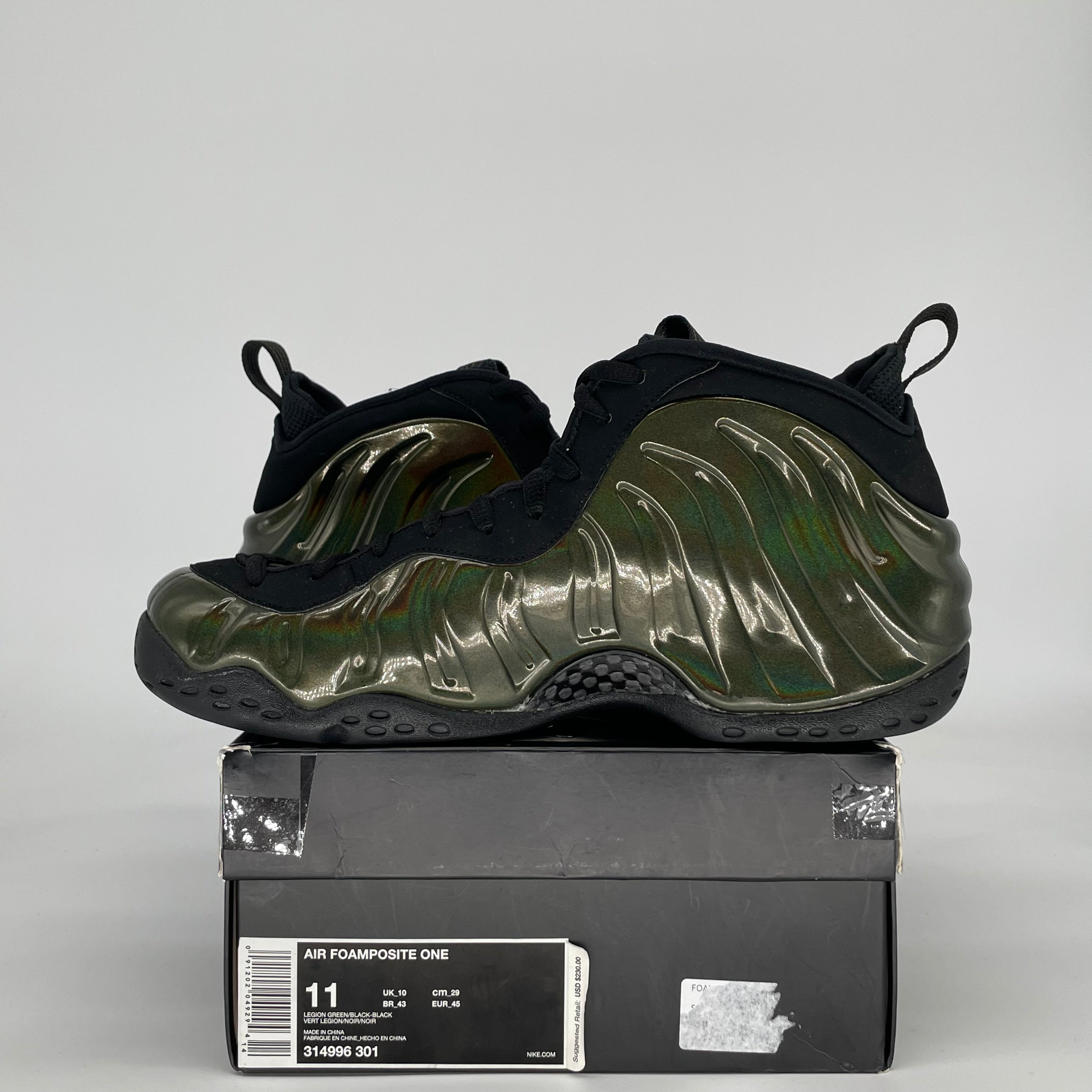 NIKE AIR FOAMPOSITE ONE LEGION GREEN 314996-301 SIZE 11/12.5W