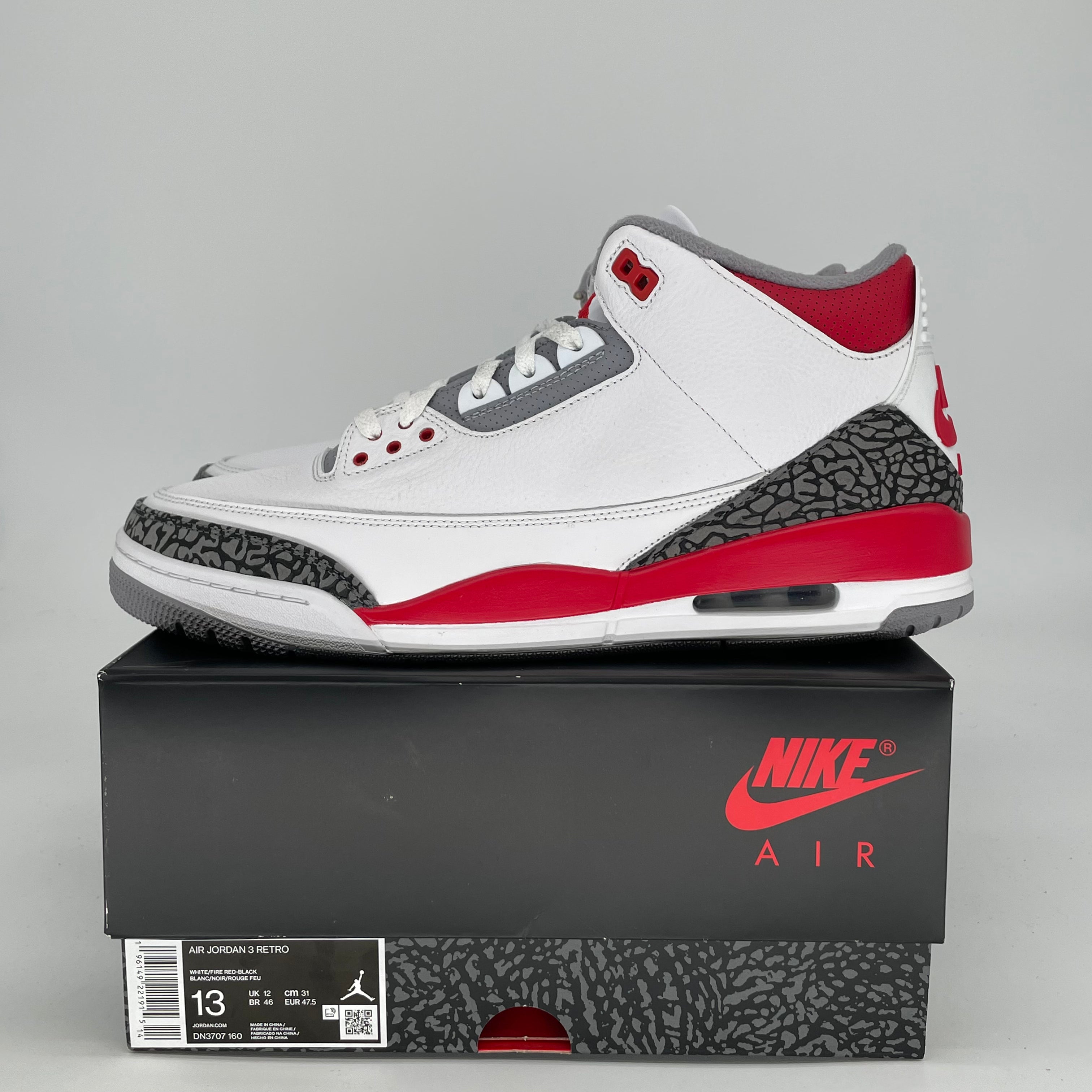 AIR JORDAN 3 FIRE RED DN3707-160 SIZE 13/14.5W