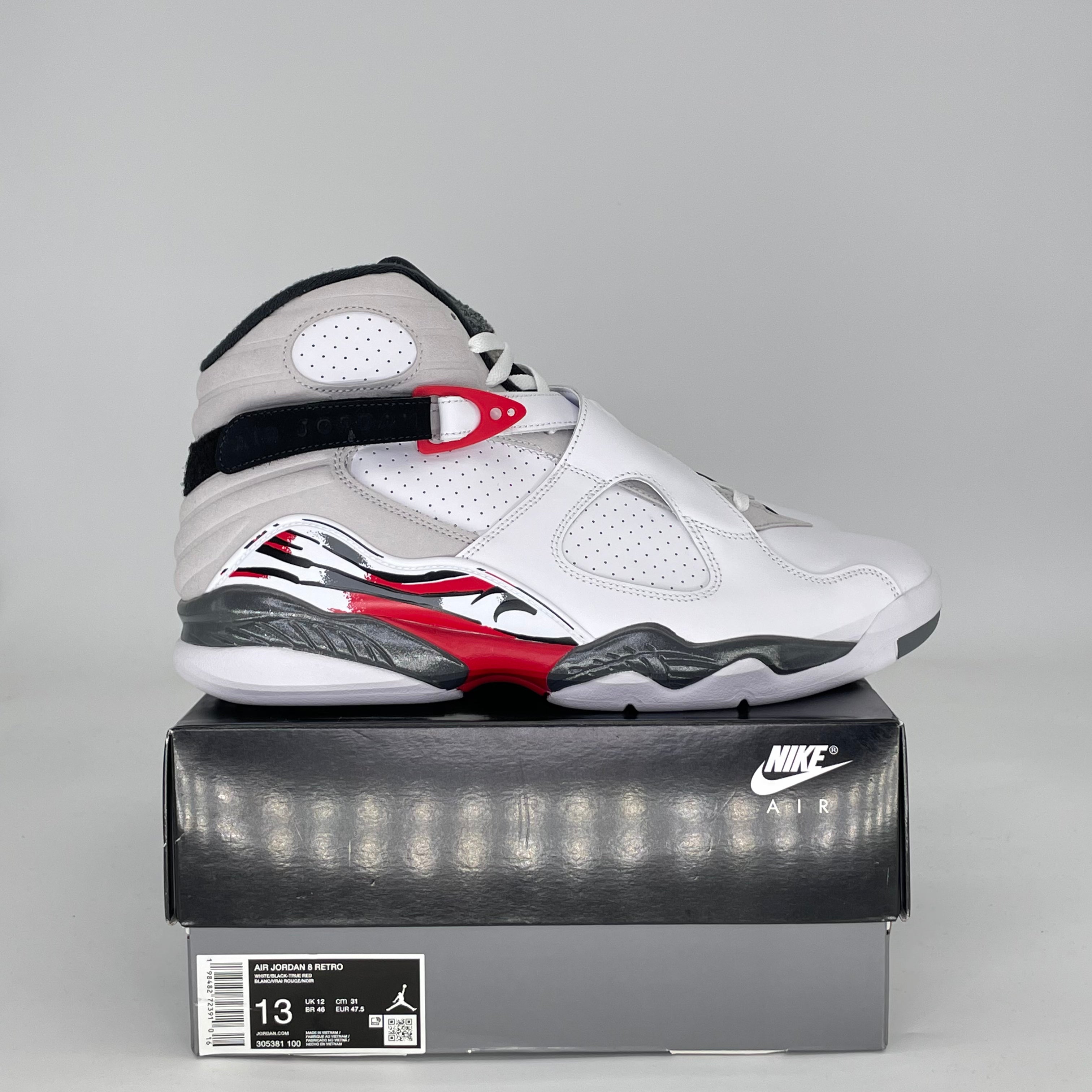 AIR JORDAN 8 WHITE TRUE RED BUGS BUNNY 305381-100 SIZE 13/14.5W