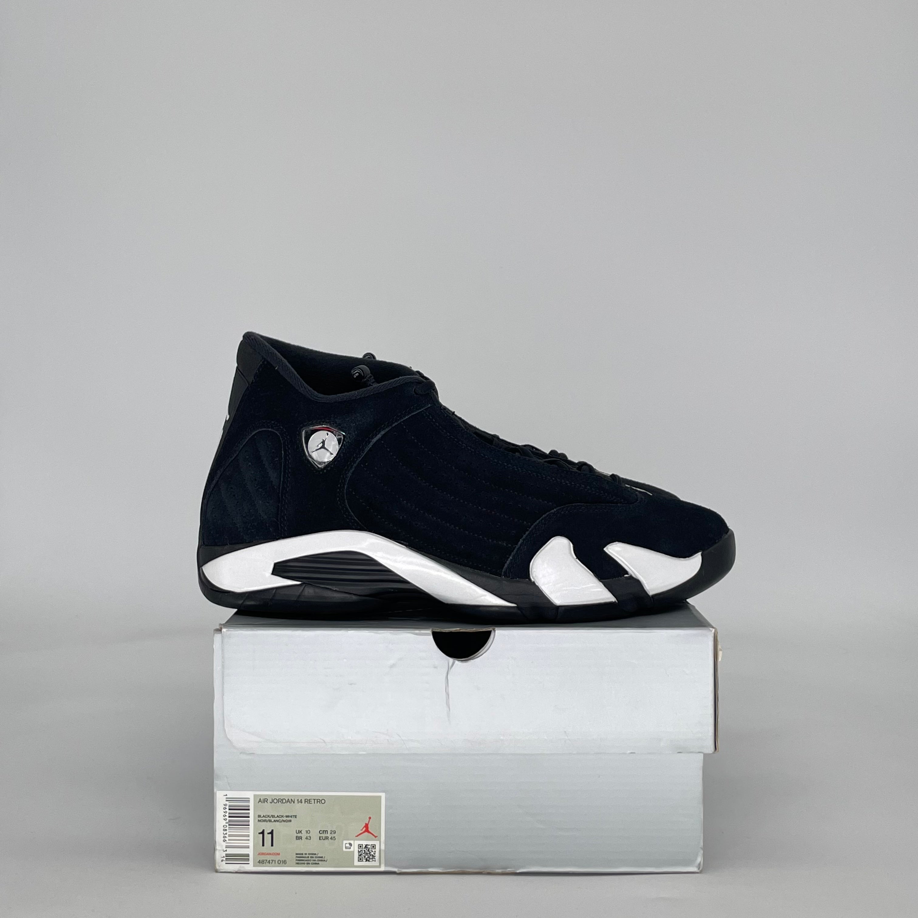 AIR JORDAN 14 BLACK WHITE 487471-016 SIZE 11/12.5W