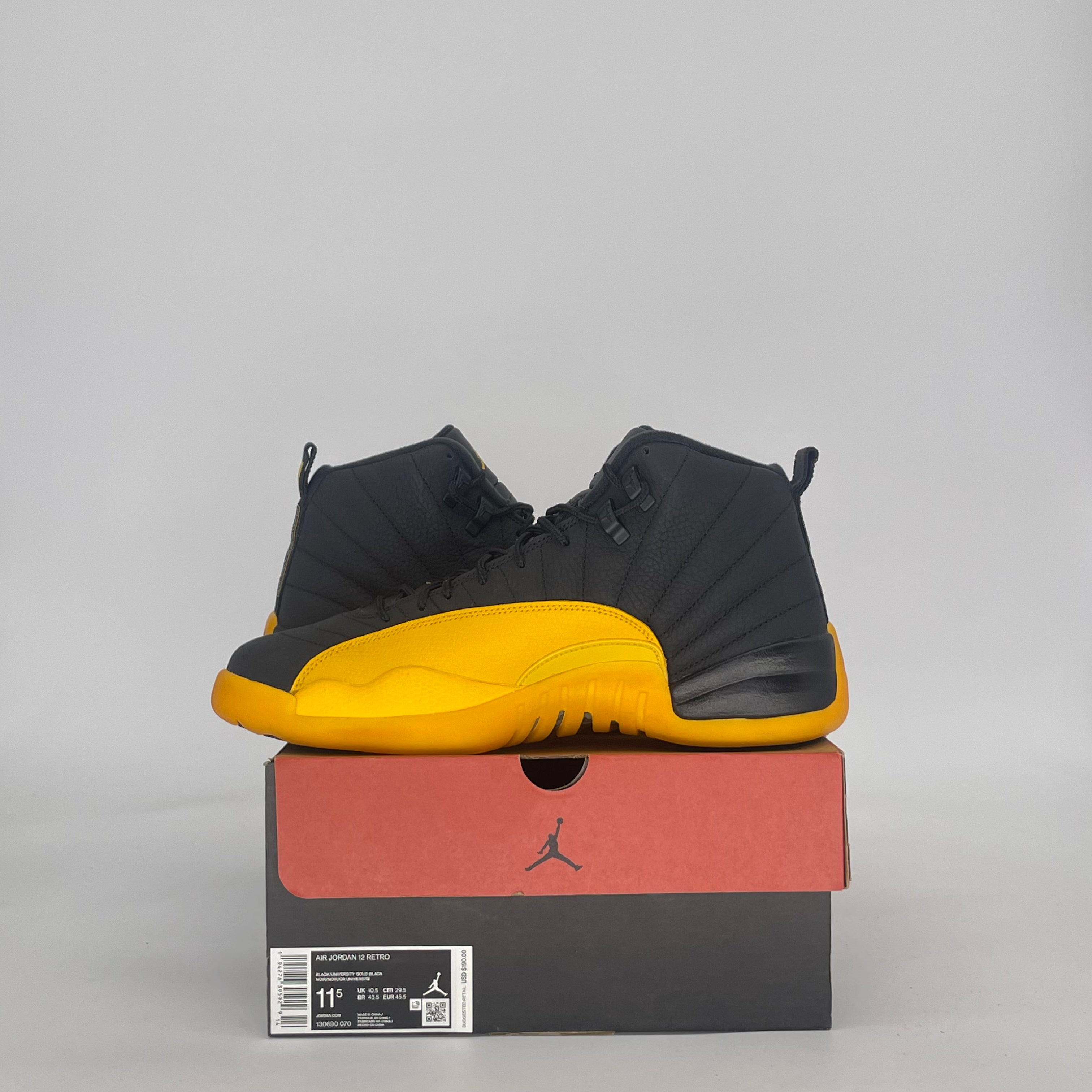 AIR JORDAN 12 BLACK UNIVERSITY GOLD 130690-070 SIZE 11.5/13W