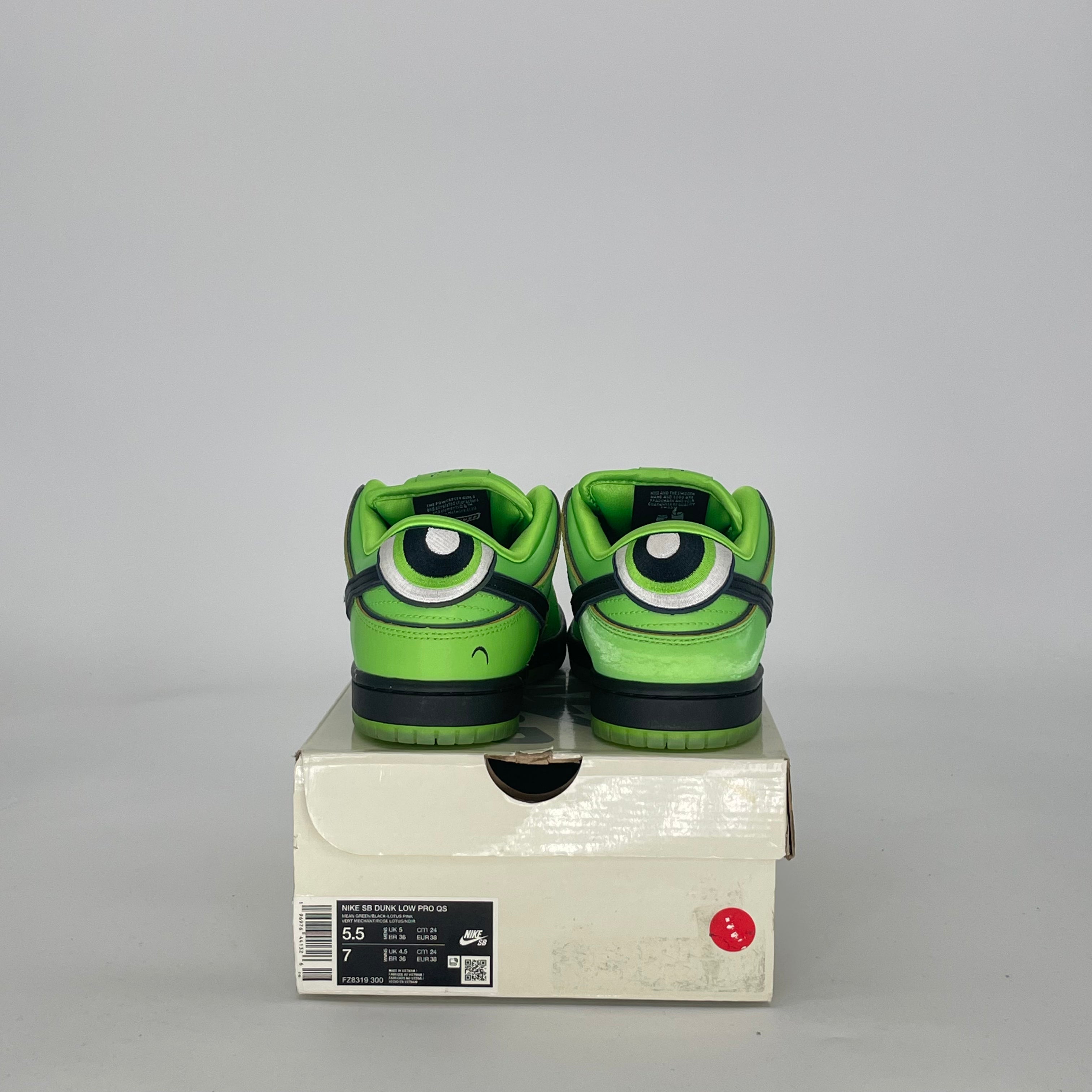 NIKE SB DUNK LOW THE POWERPUFF GIRLS BUTTERCUP FZ8319-300 SIZE 7/8.5W GS